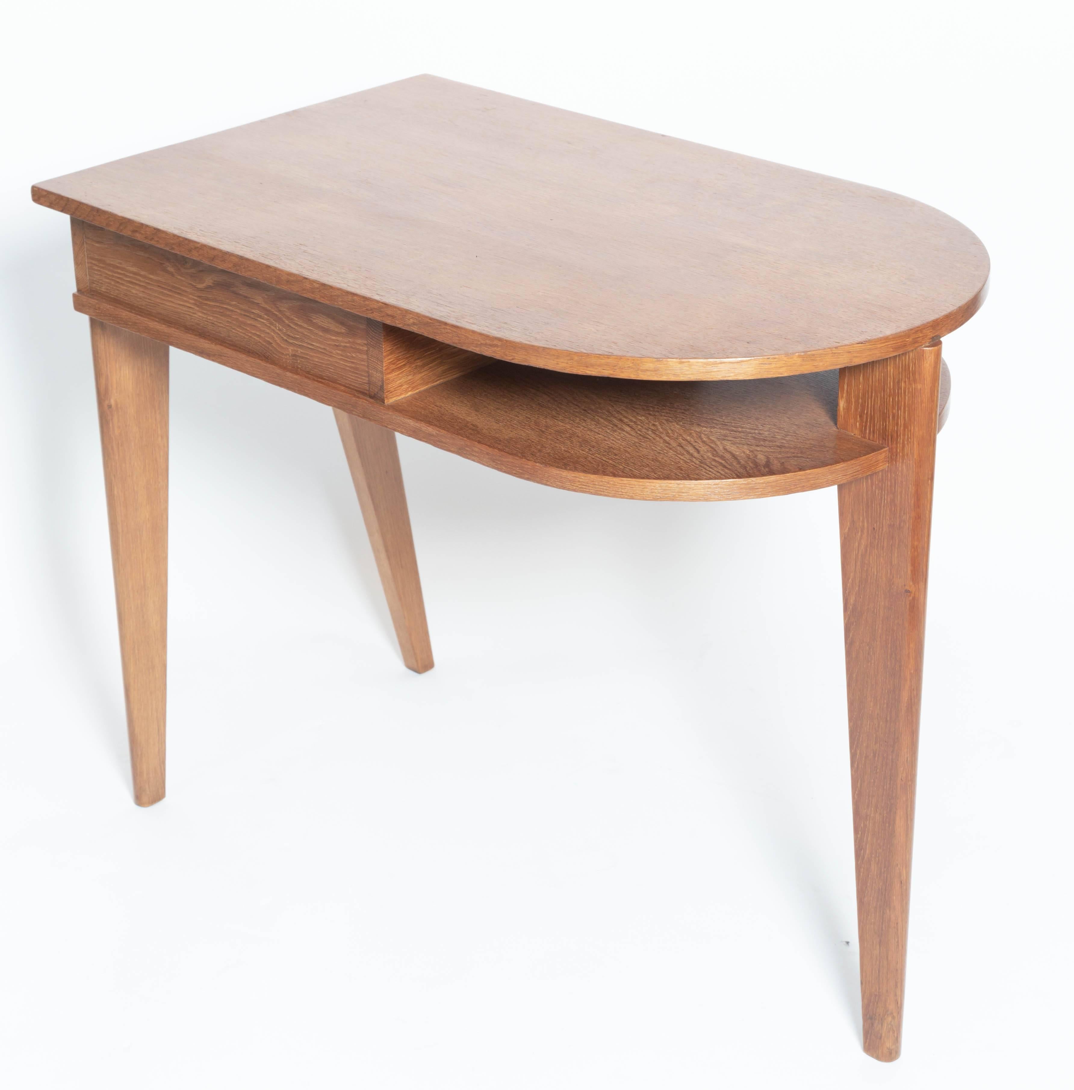 Mid-Century Modern Oak Tripod Desk in the Manner of Jacques Adnet, France, c. 1950s