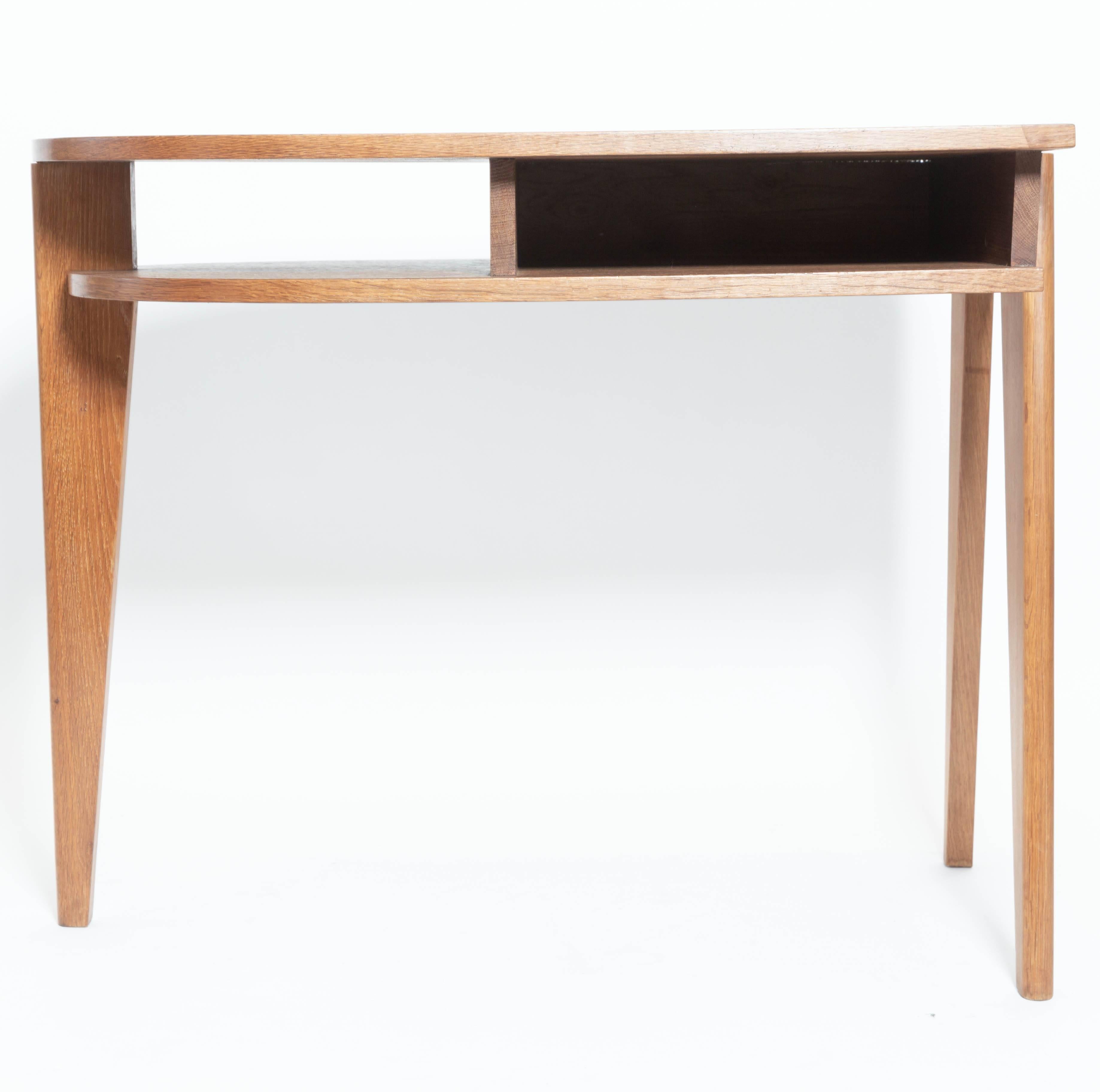 Mid-20th Century Oak Tripod Desk in the Manner of Jacques Adnet, France, c. 1950s
