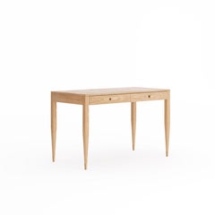 Oak desk with two solid walnut drawers in mid-century modern style