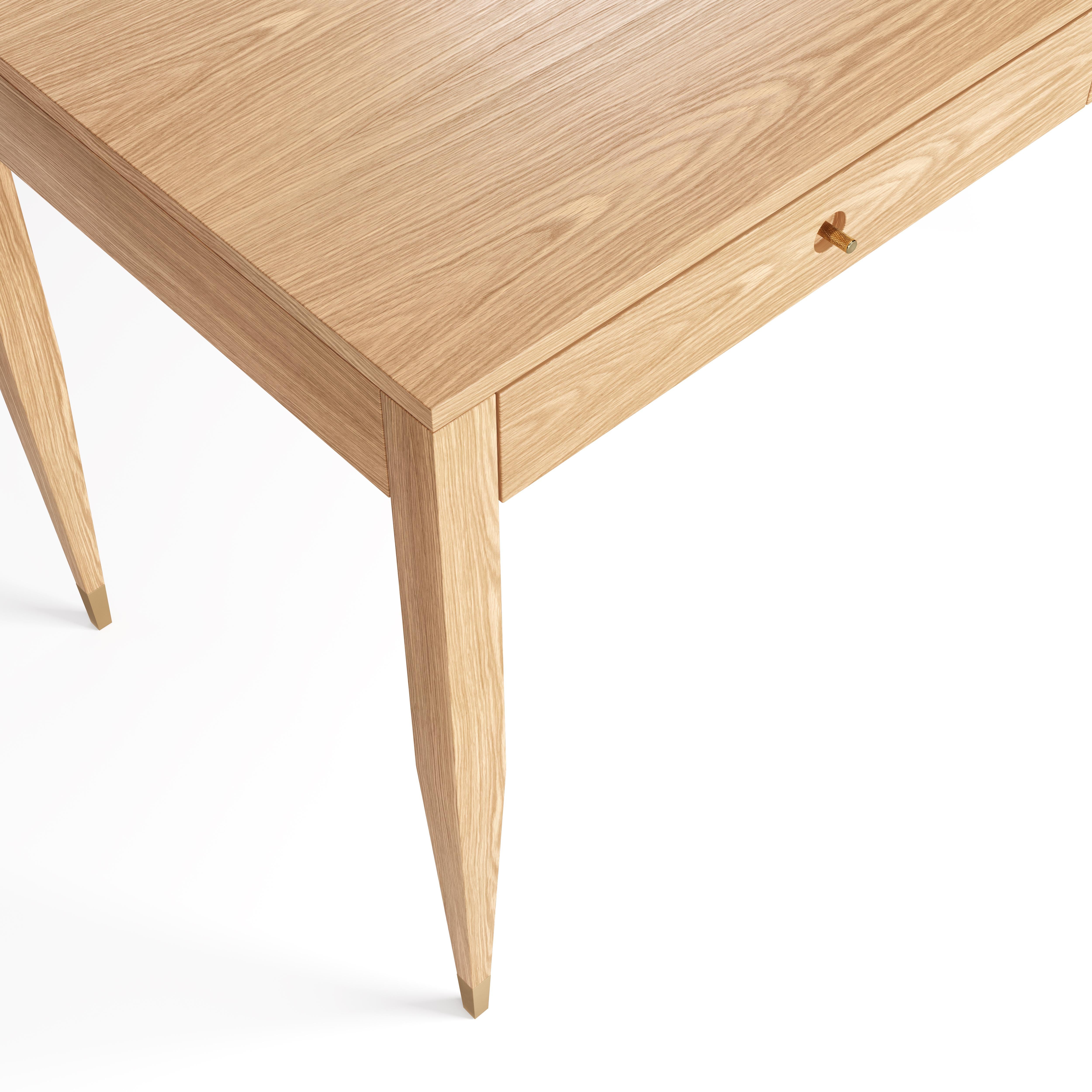 Mid-Century Modern Oak desk with two solid walnut drawers in mid-century modern style For Sale
