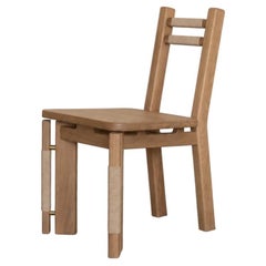 Sedia da pranzo in rovere con cordoncino in nylon beige Atara 01