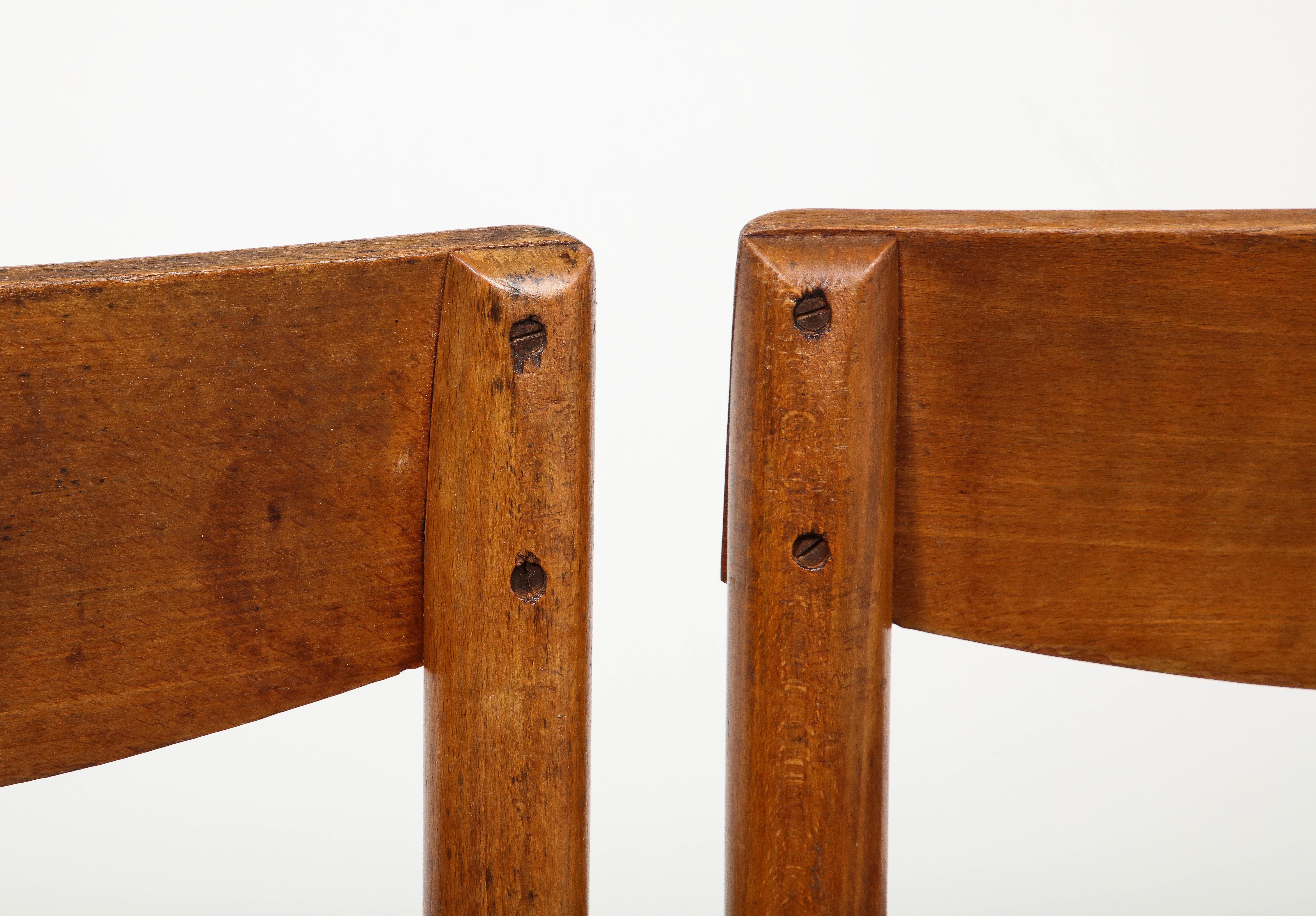 Oak Dining Chairs by Pierre Gautier-Delaye, France, circa 1950s For Sale 4