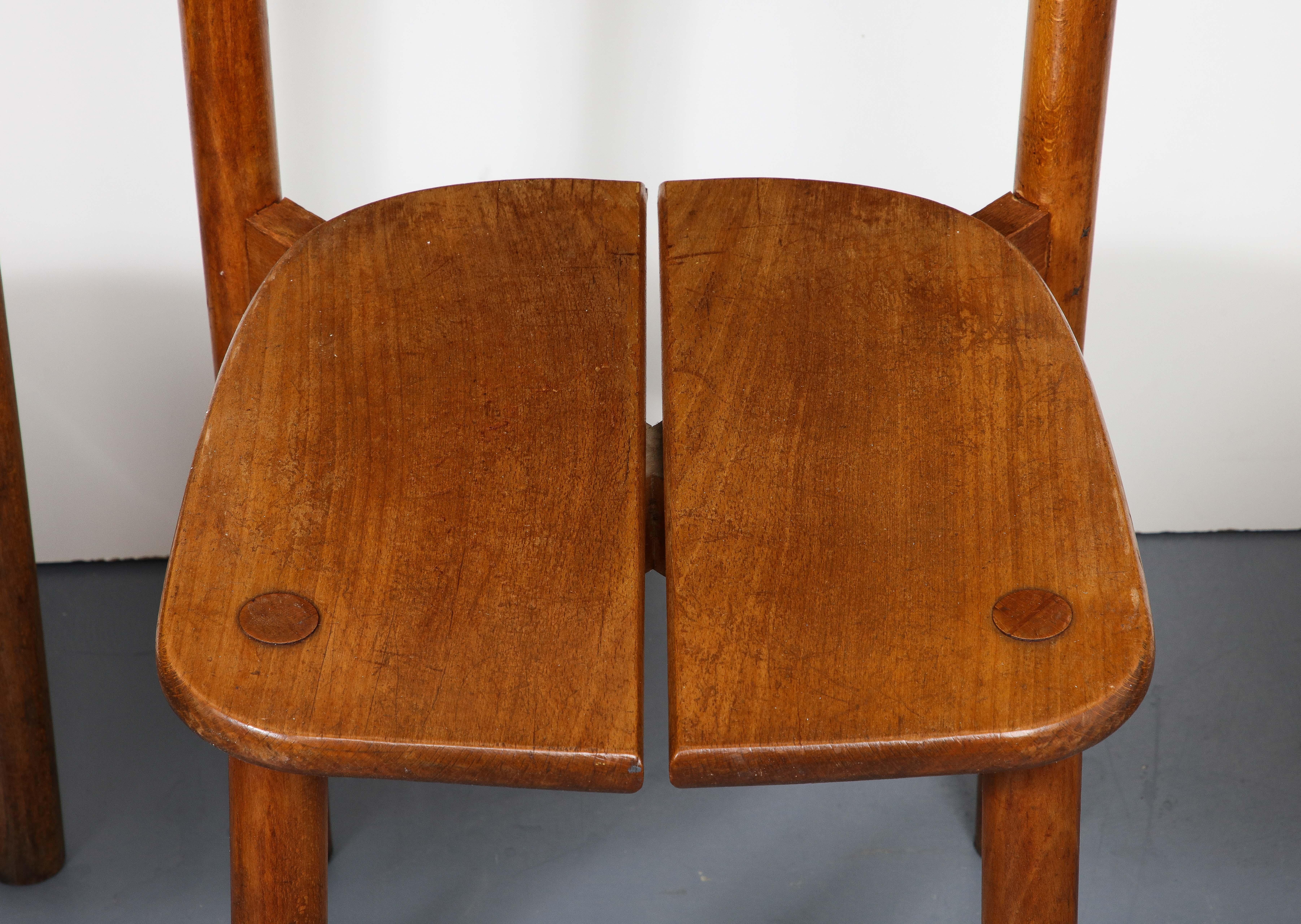 Oak Dining Chairs by Pierre Gautier-Delaye, France, circa 1950s For Sale 7