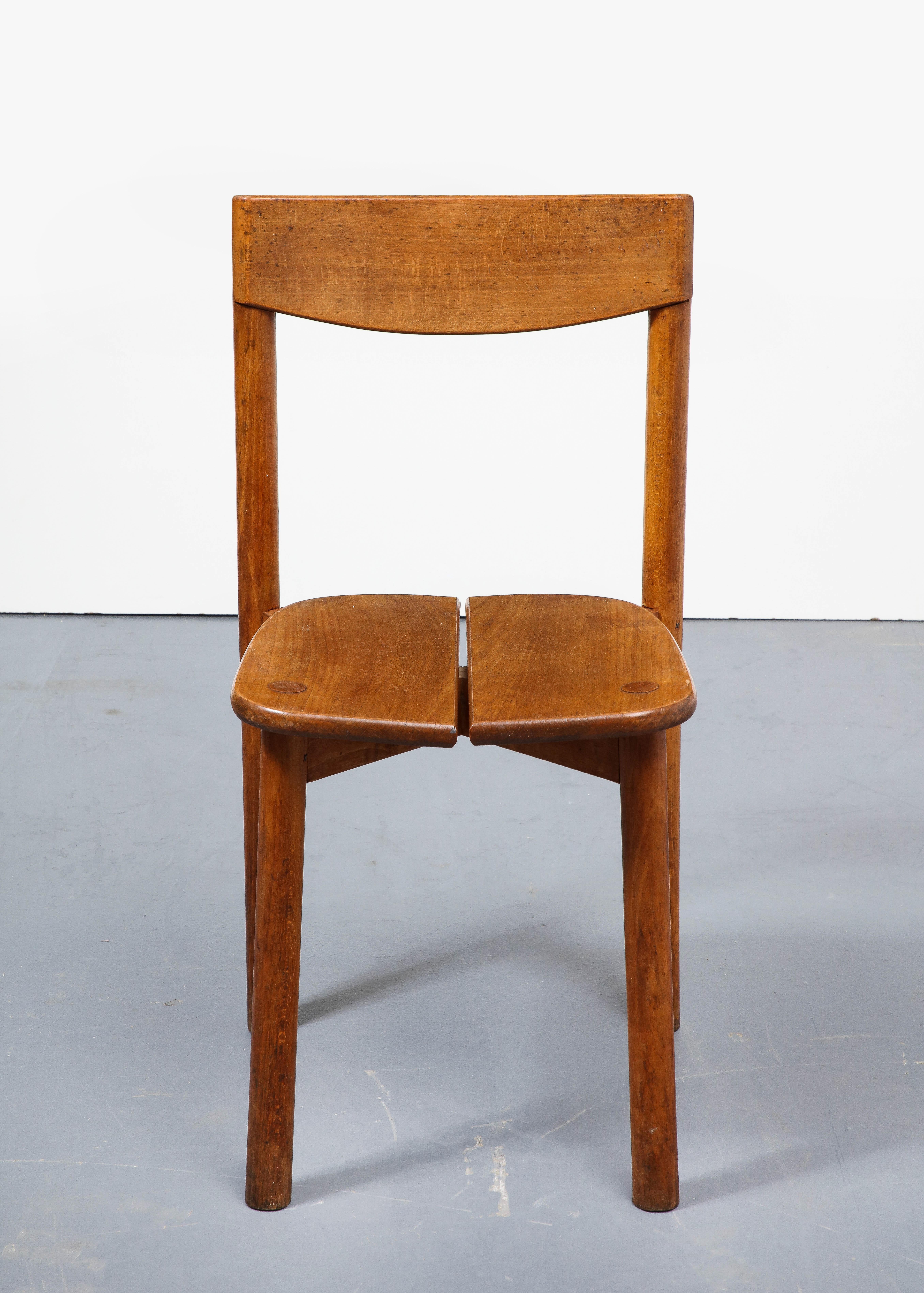 Oak Dining Chairs by Pierre Gautier-Delaye, France, circa 1950s For Sale 11