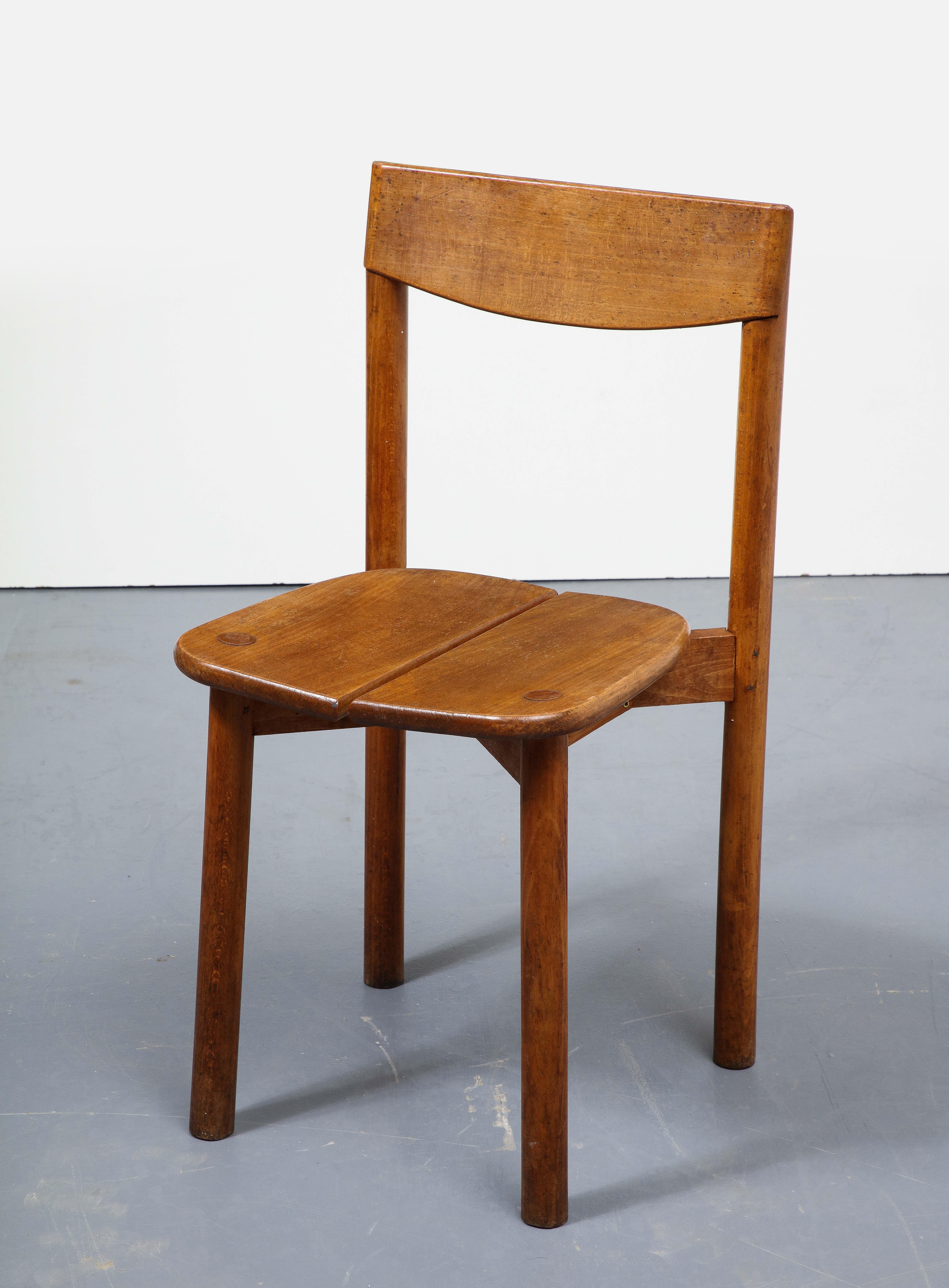 Oak Dining Chairs by Pierre Gautier-Delaye, France, circa 1950s For Sale 12