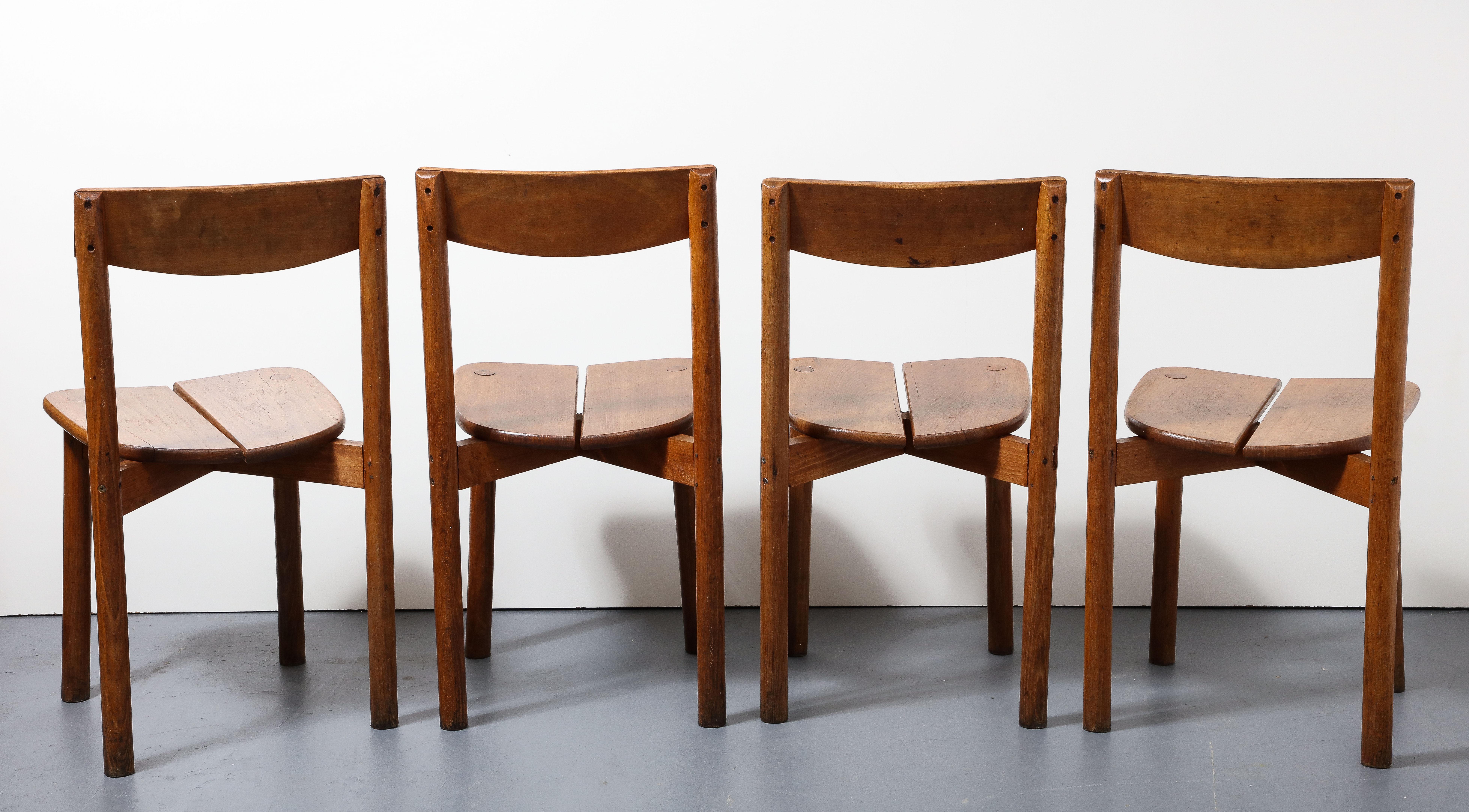 Mid-Century Modern Oak Dining Chairs by Pierre Gautier-Delaye, France, circa 1950s For Sale
