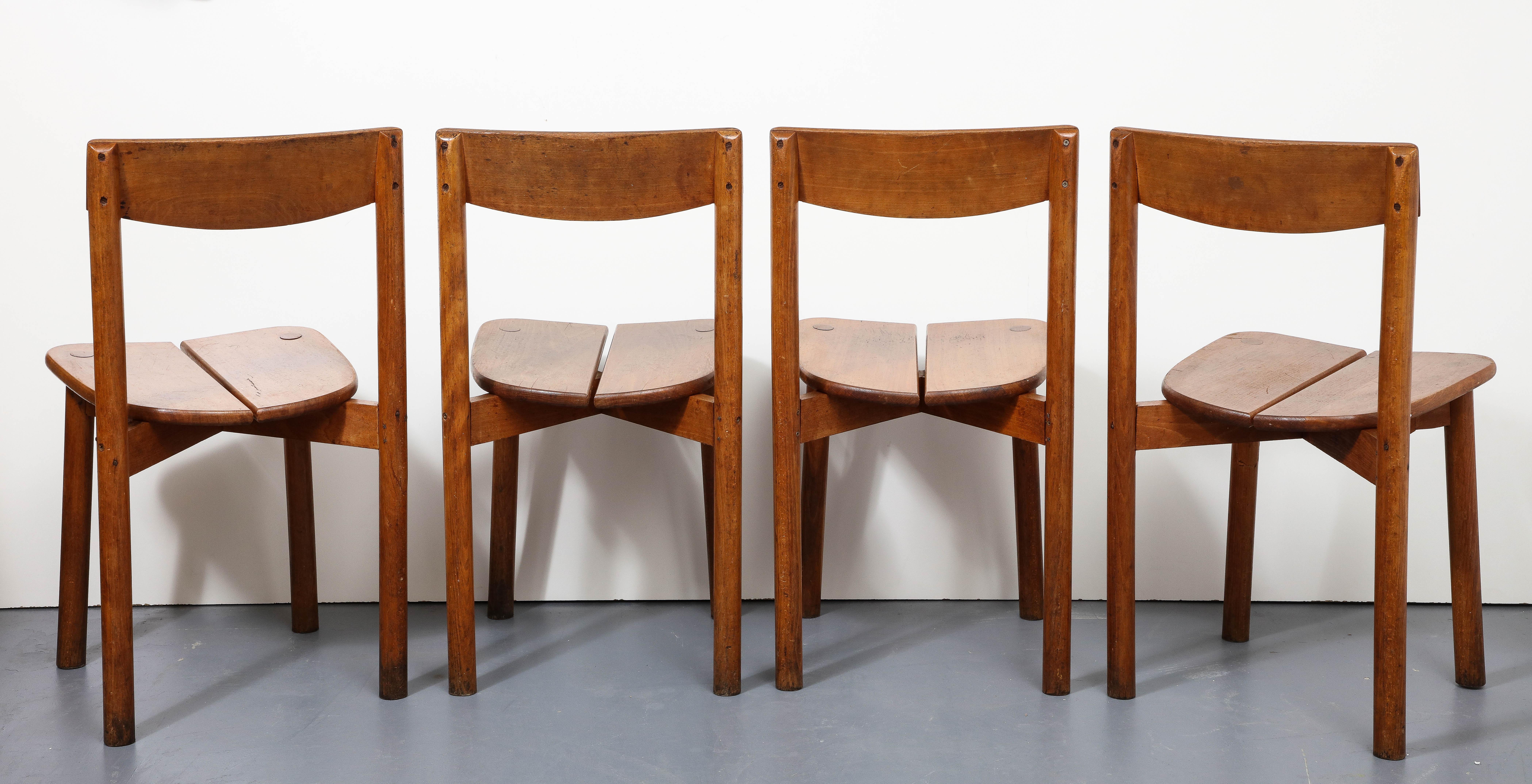 Oak Dining Chairs by Pierre Gautier-Delaye, France, circa 1950s For Sale 3