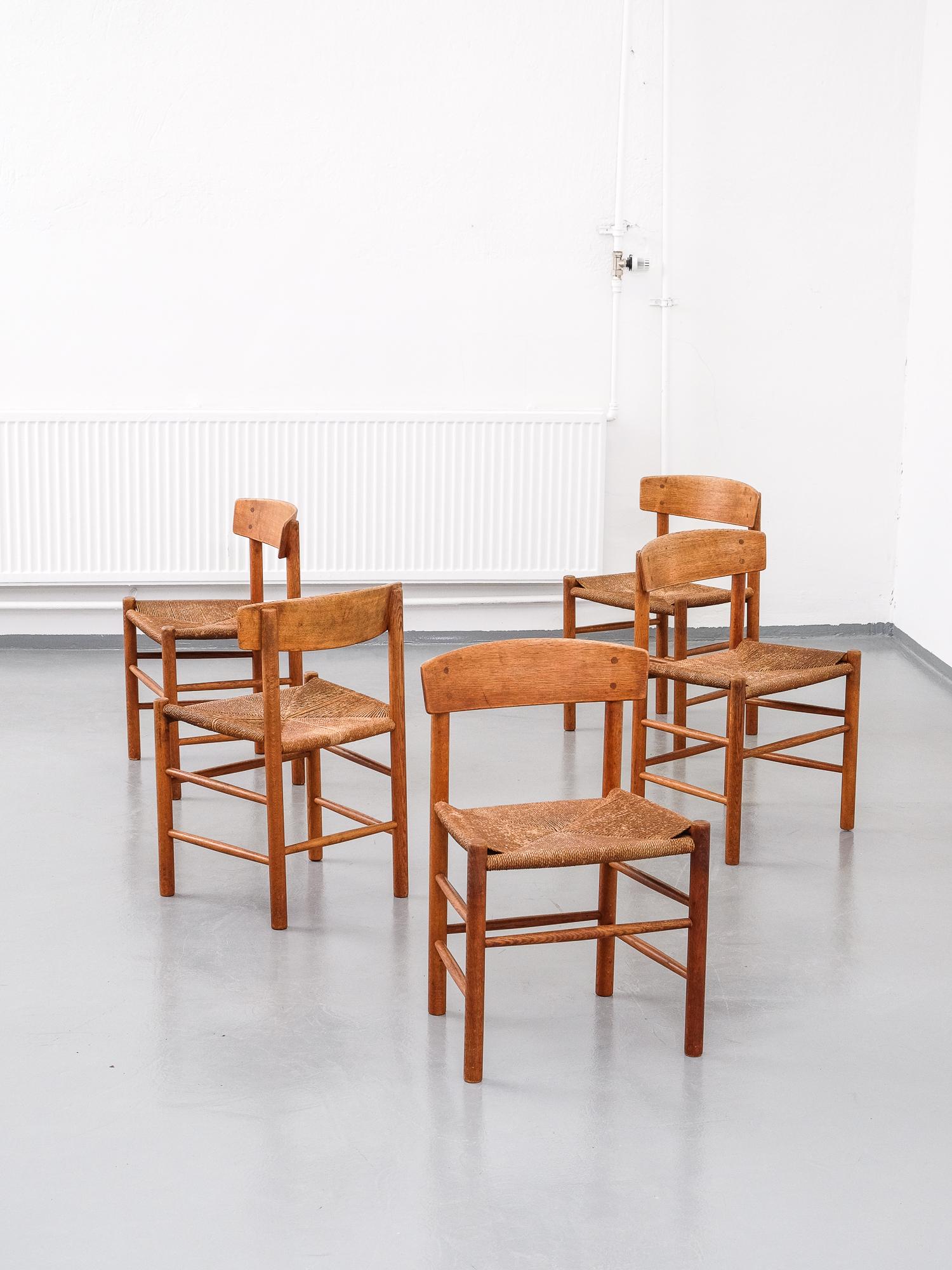 Oak Dining Chairs Model J39 by Børge Mogensen, Set of Five 6