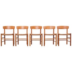 Oak Dining Chairs Model J39 by Børge Mogensen, Set of Five