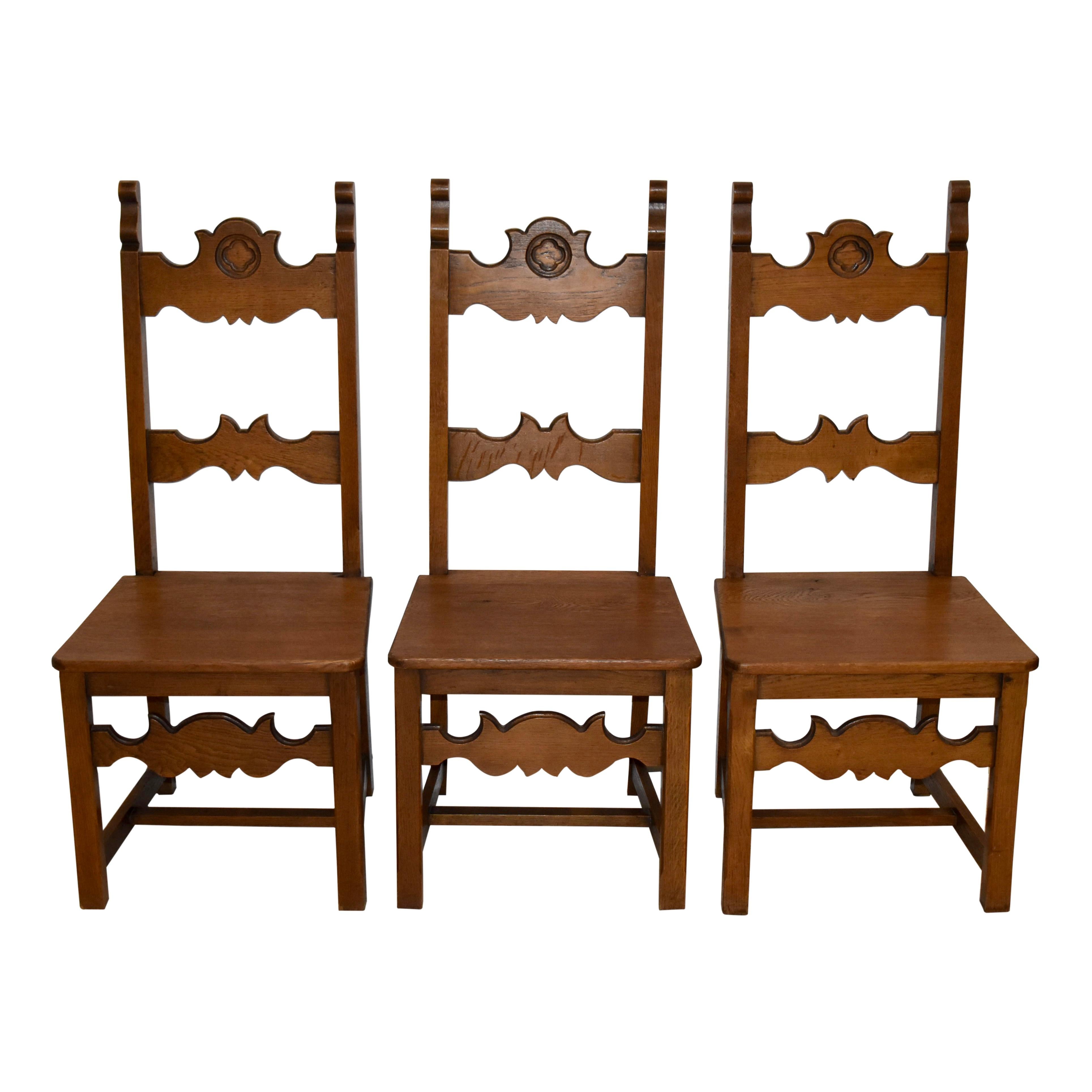 Oak Dining Table and Chairs, Set of Seven, circa 1920 5
