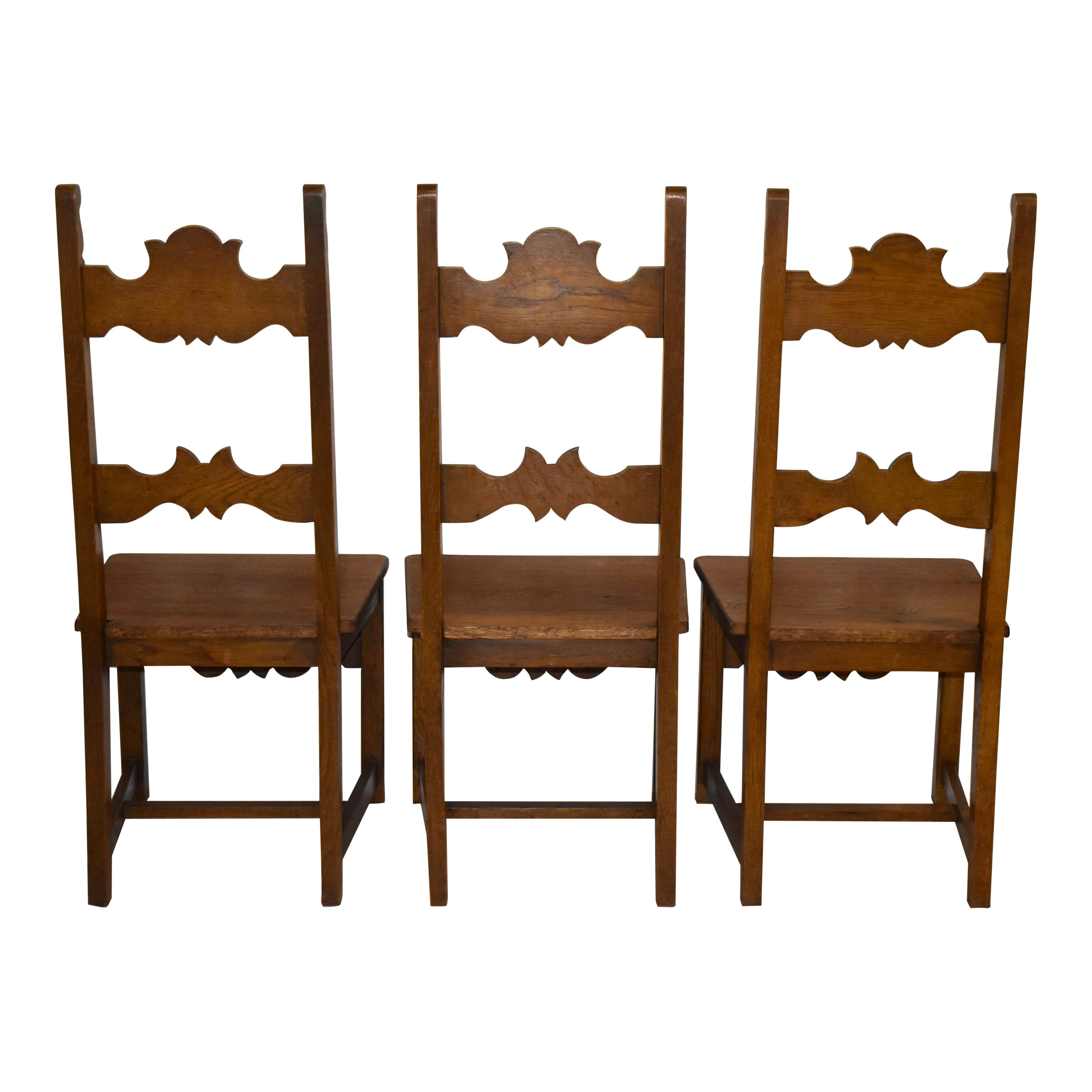 Oak Dining Table and Chairs, Set of Seven, circa 1920 7
