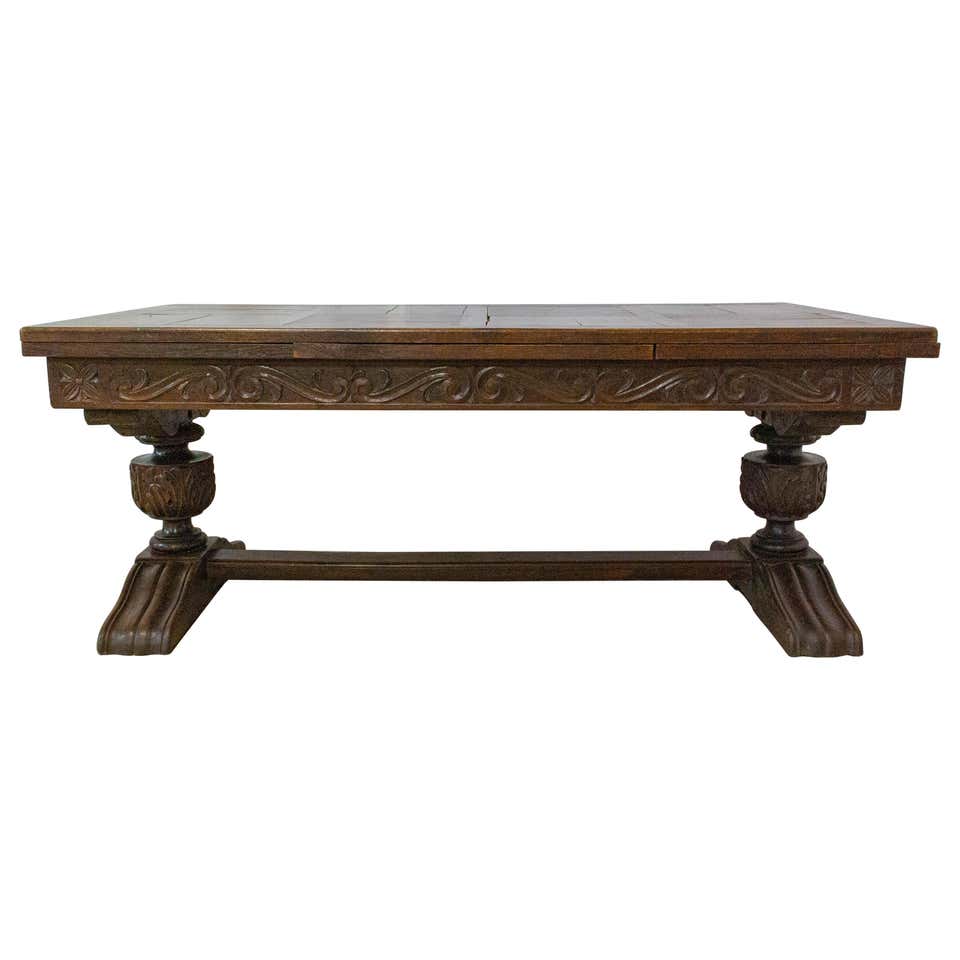Oak Dining Table Basque Spanish Renaissance Revival Refectory Extends ...