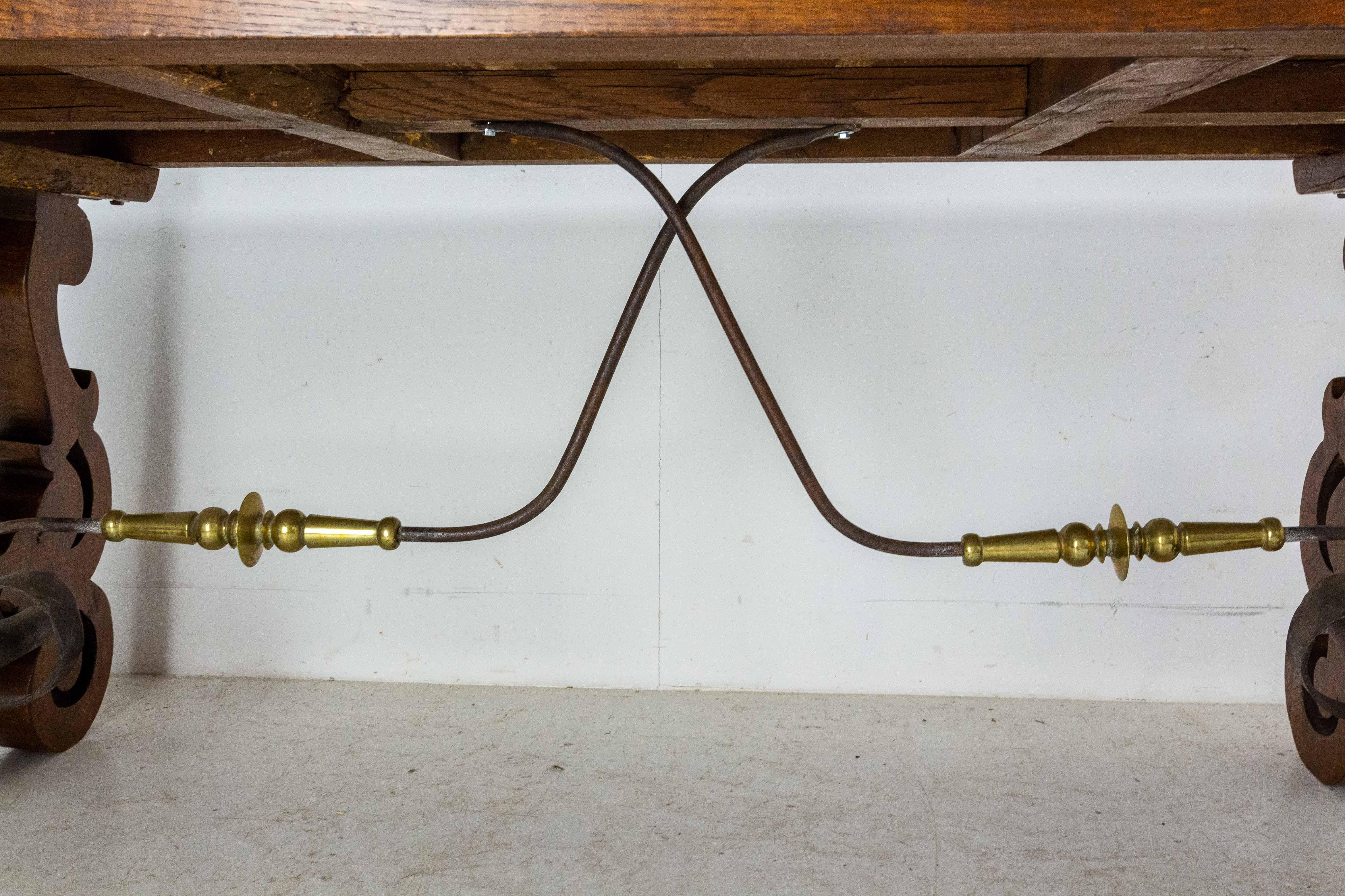 Oak Dining Table Basque Spanish Renaissance Revival Refectory Midcentury, Mid-C. 4