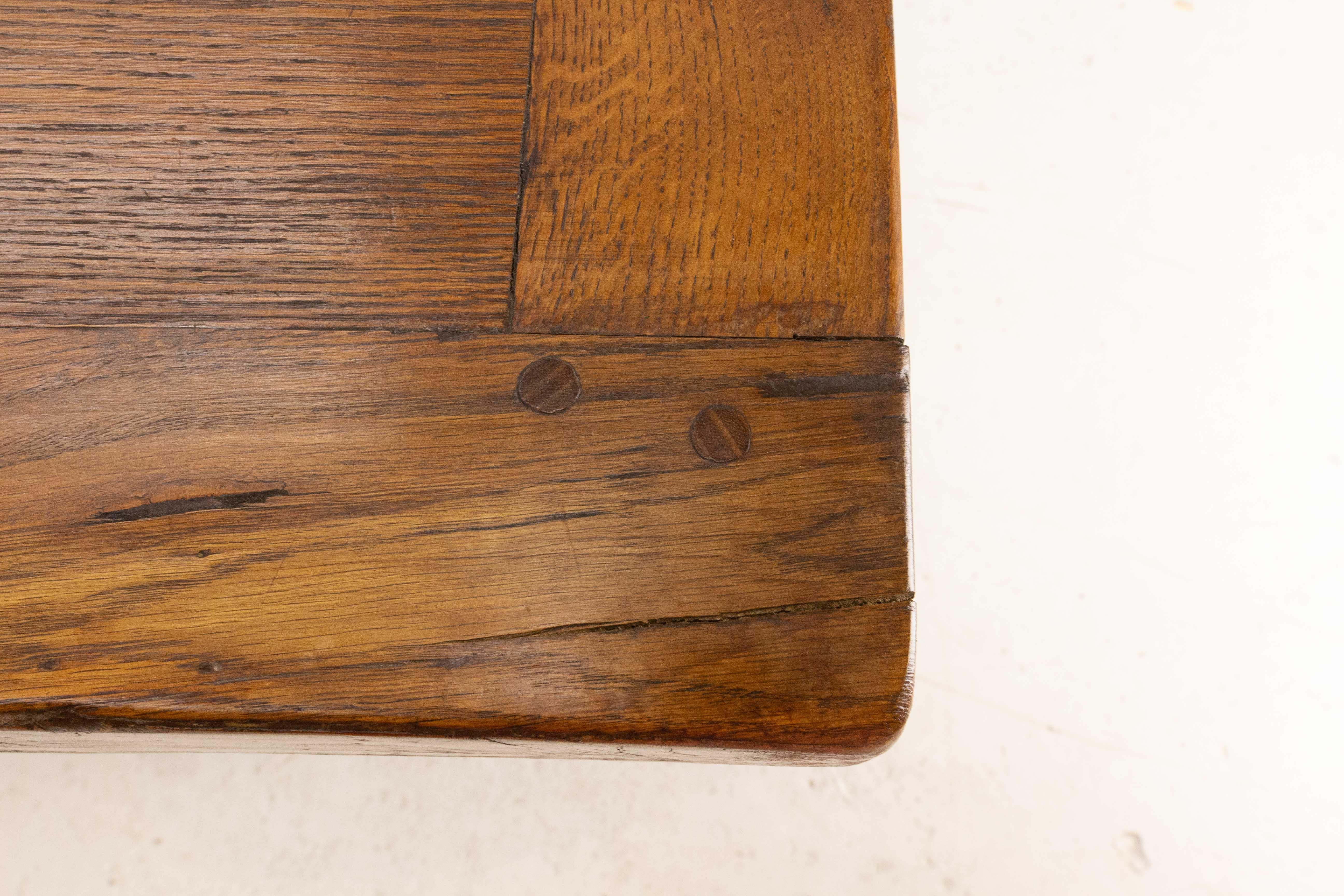 Oak Dining Table Basque Spanish Renaissance Revival Refectory Midcentury, Mid-C. 9