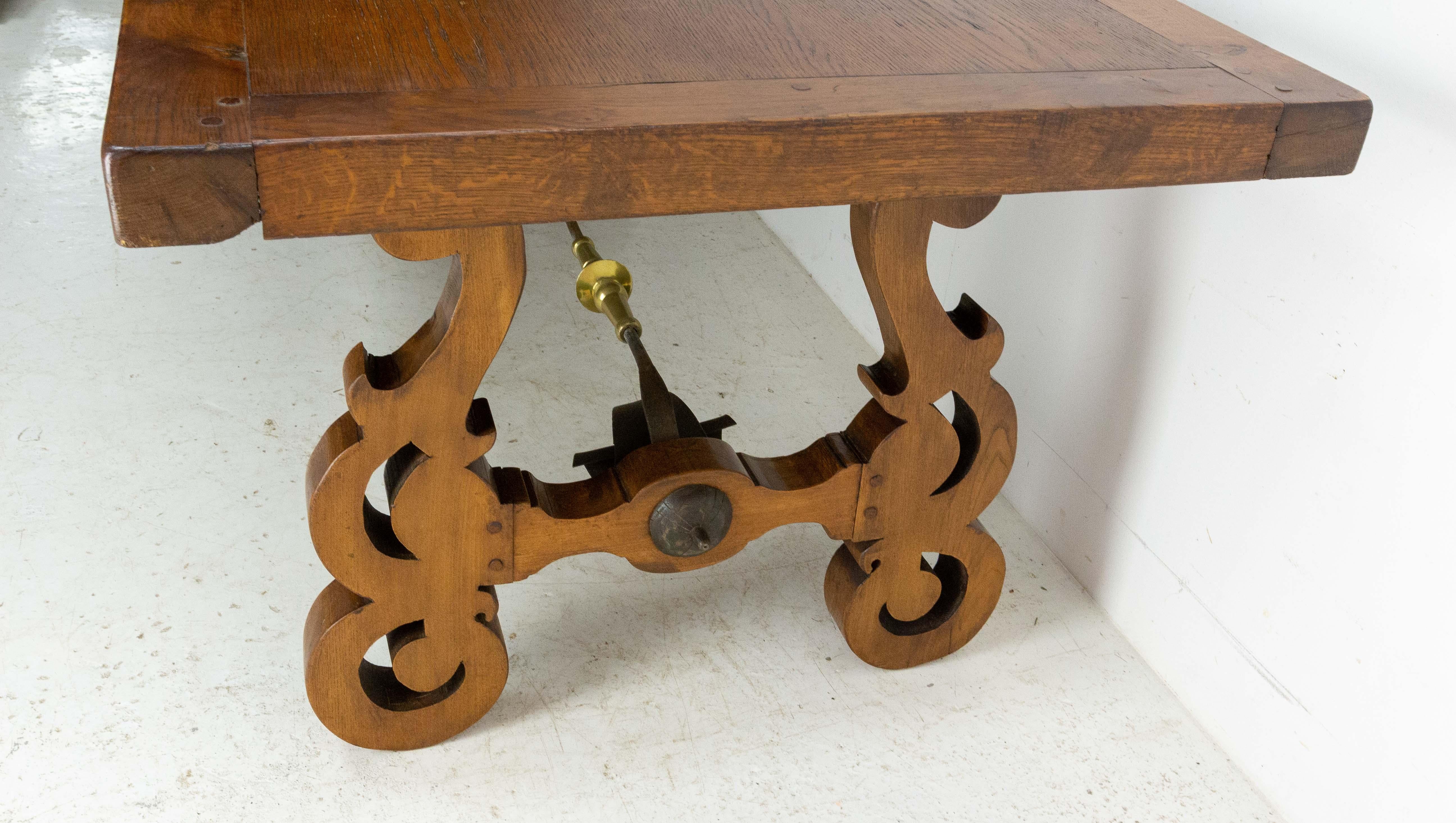 20th Century Oak Dining Table Basque Spanish Renaissance Revival Refectory Midcentury, Mid-C.