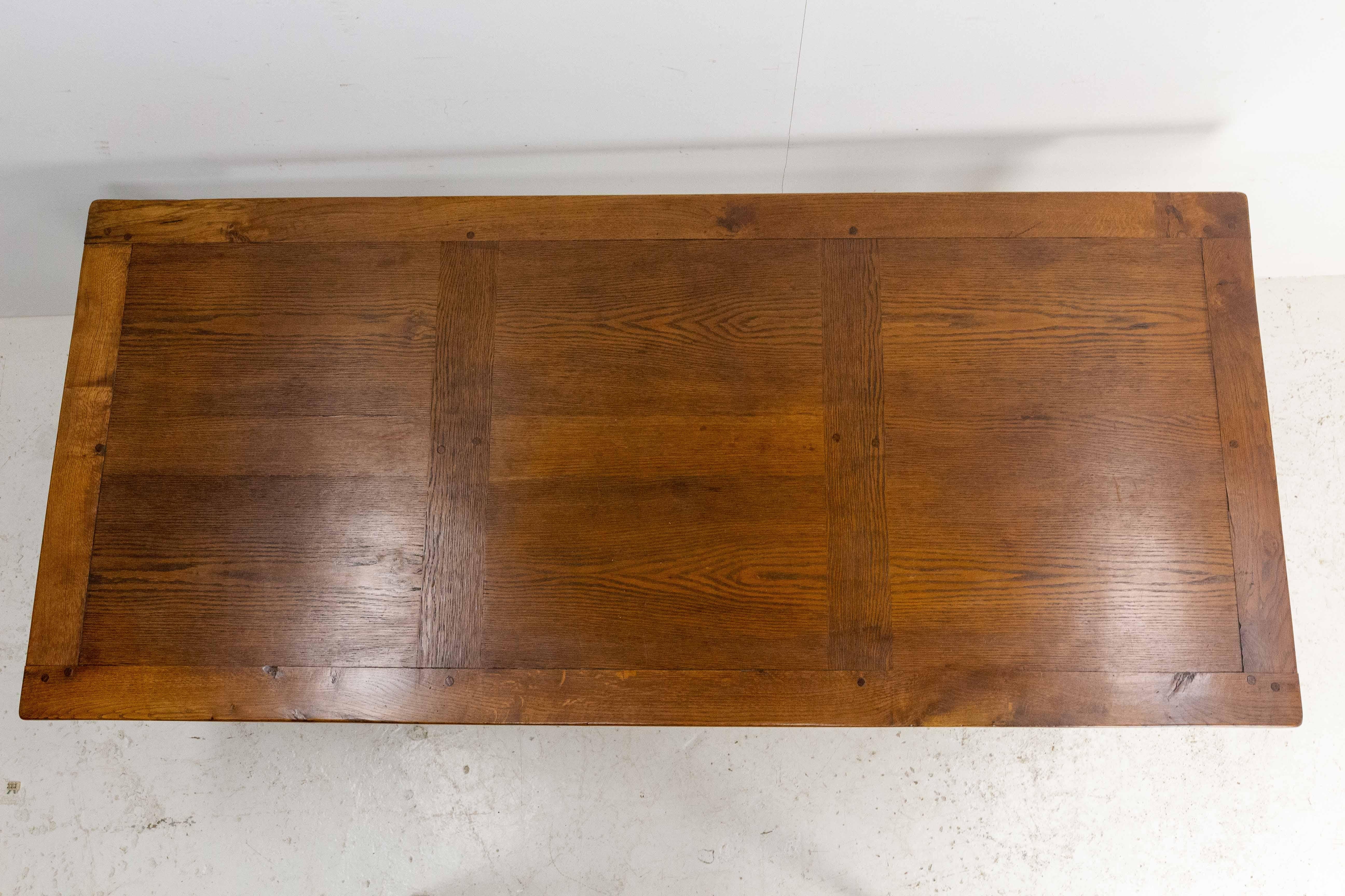 Oak Dining Table Basque Spanish Renaissance Revival Refectory Midcentury, Mid-C. 1