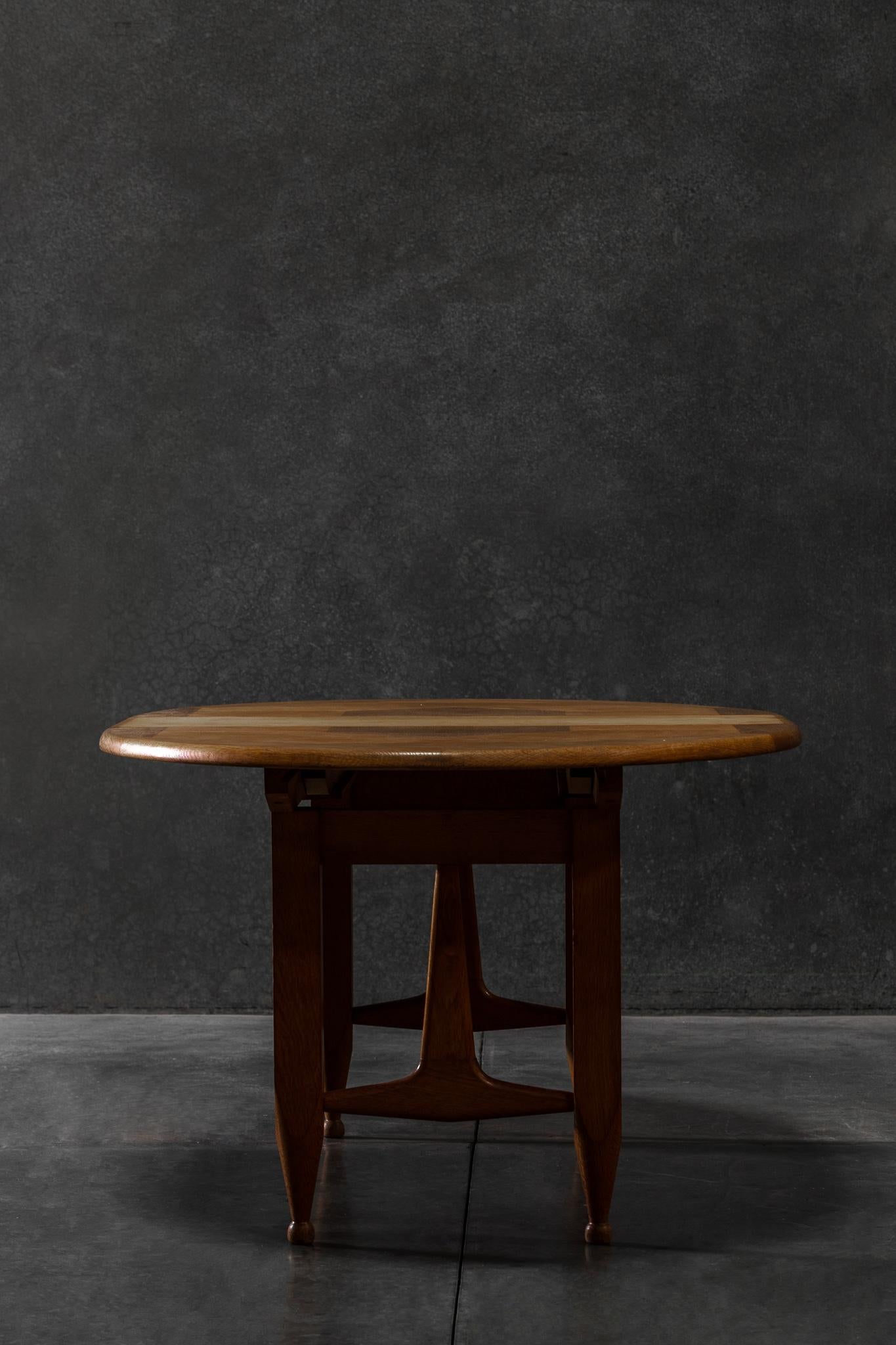 Mid-20th Century Oak Dining Table by Guillerme et Chambron