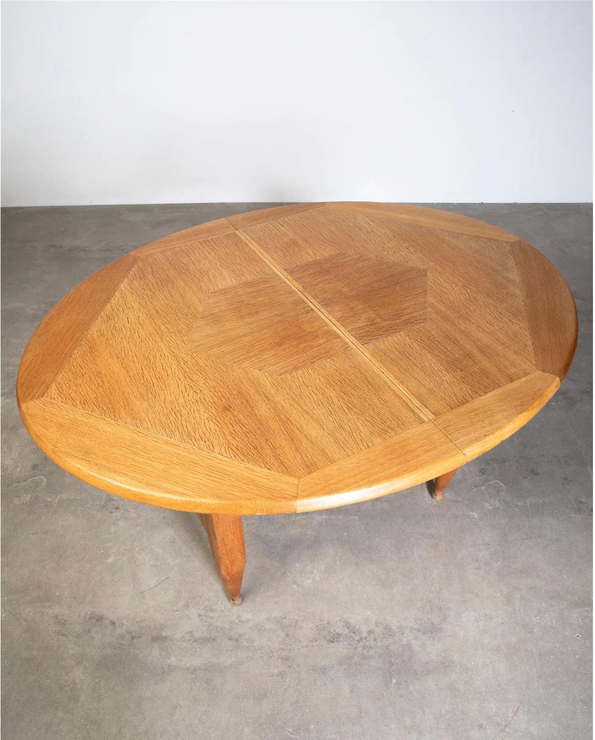 Oak Dining Table by Robert Guillerme & Jacques Chambron for Votre Maison For Sale 1