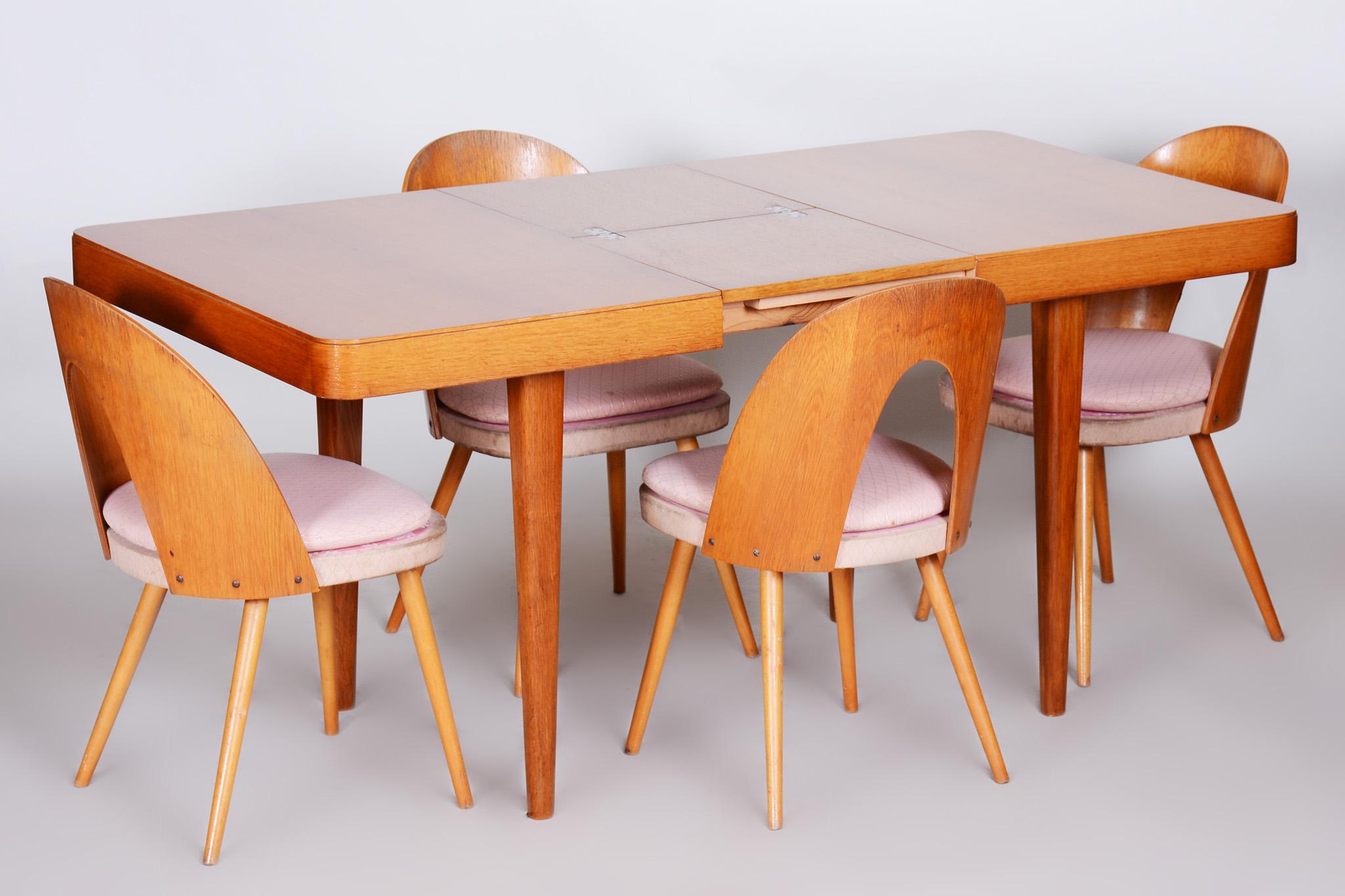 Czech Oak Dining Table, Designed by Jindrich Halabala, 1940s, Made by Up Závody For Sale