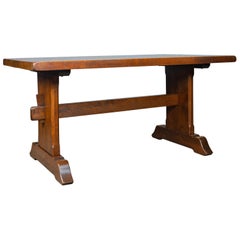 Oak Dining Table, English, Refectory, Arts & Crafts, after Mouseman Seats Six