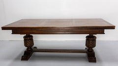 Oak Dining Refectory Table Extendable Spanish Renaissance Style 20th Midcentury