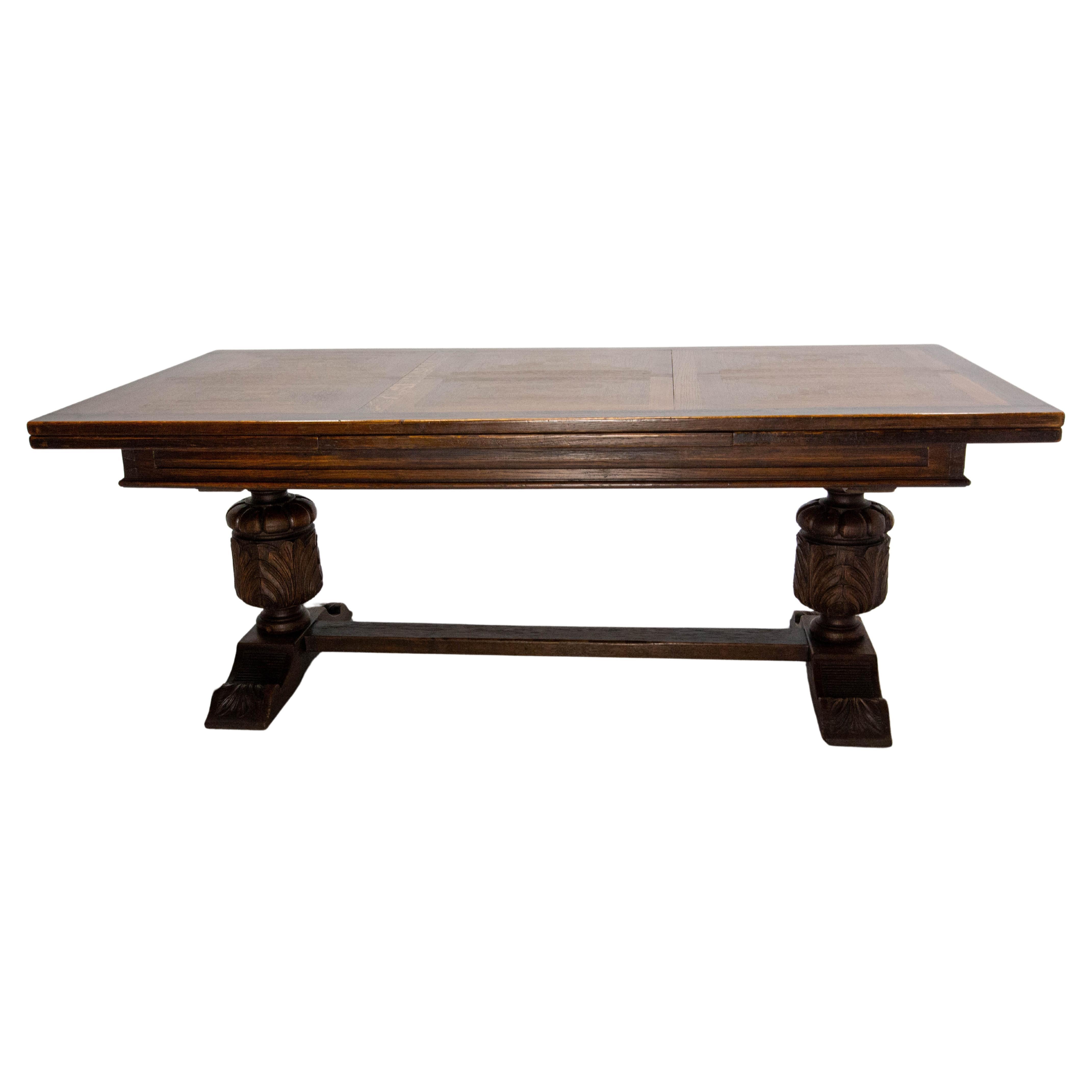 Oak Dining Refectory Table Extendable Spanish Renaissance Style 20th Midcentury For Sale