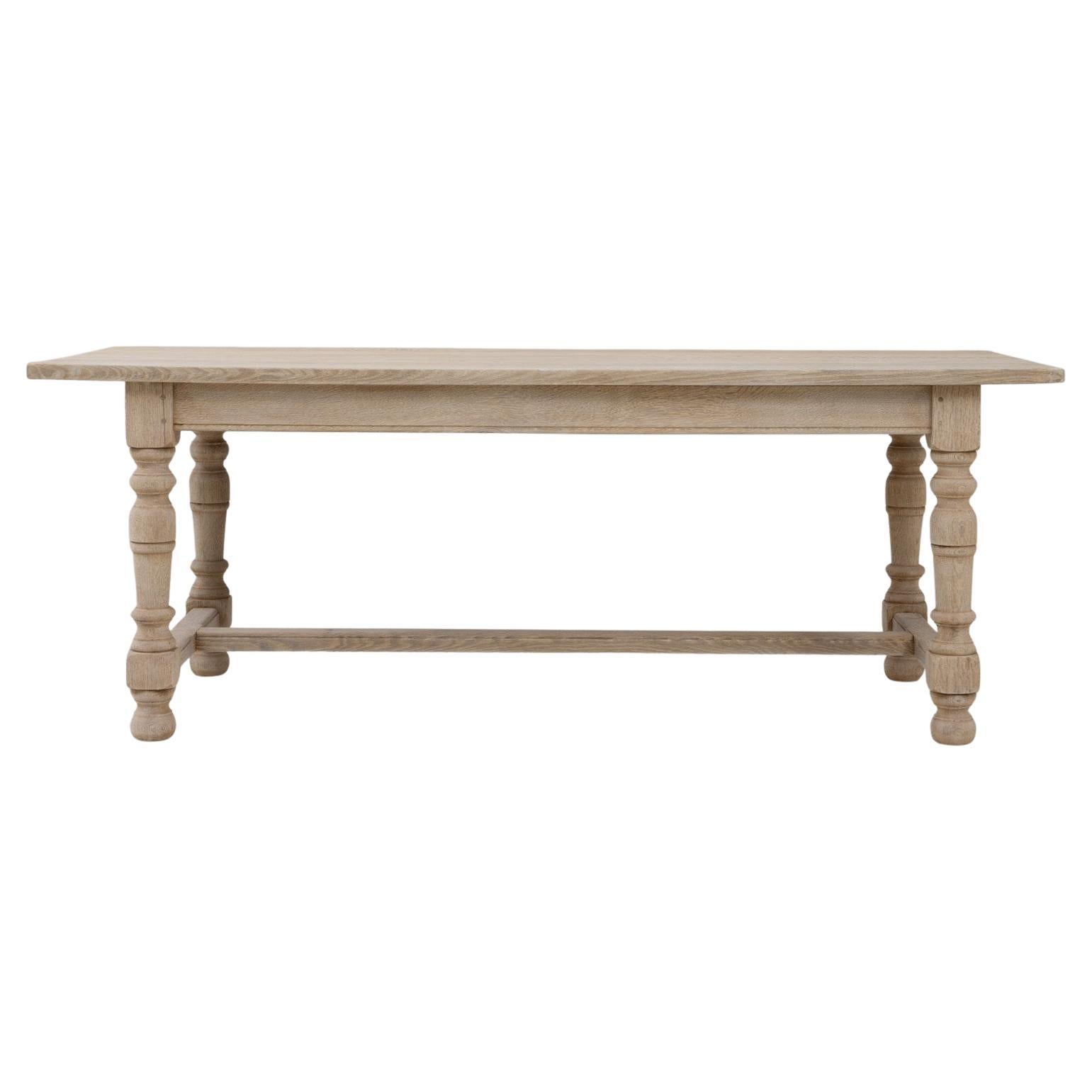 Classic Oak Dining Table with Turned Legs French Design 20th Century