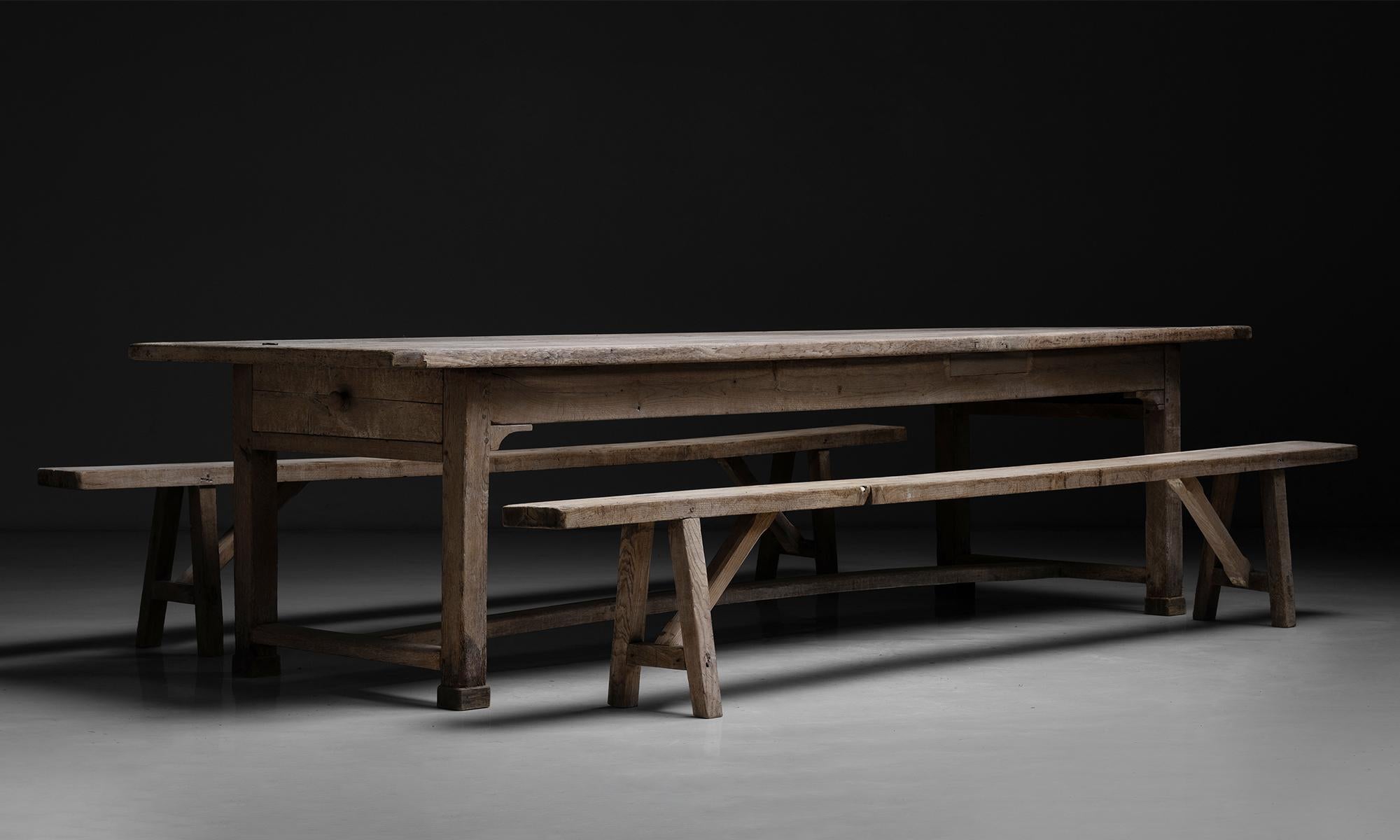 French Oak Dining Table, France circa 1890