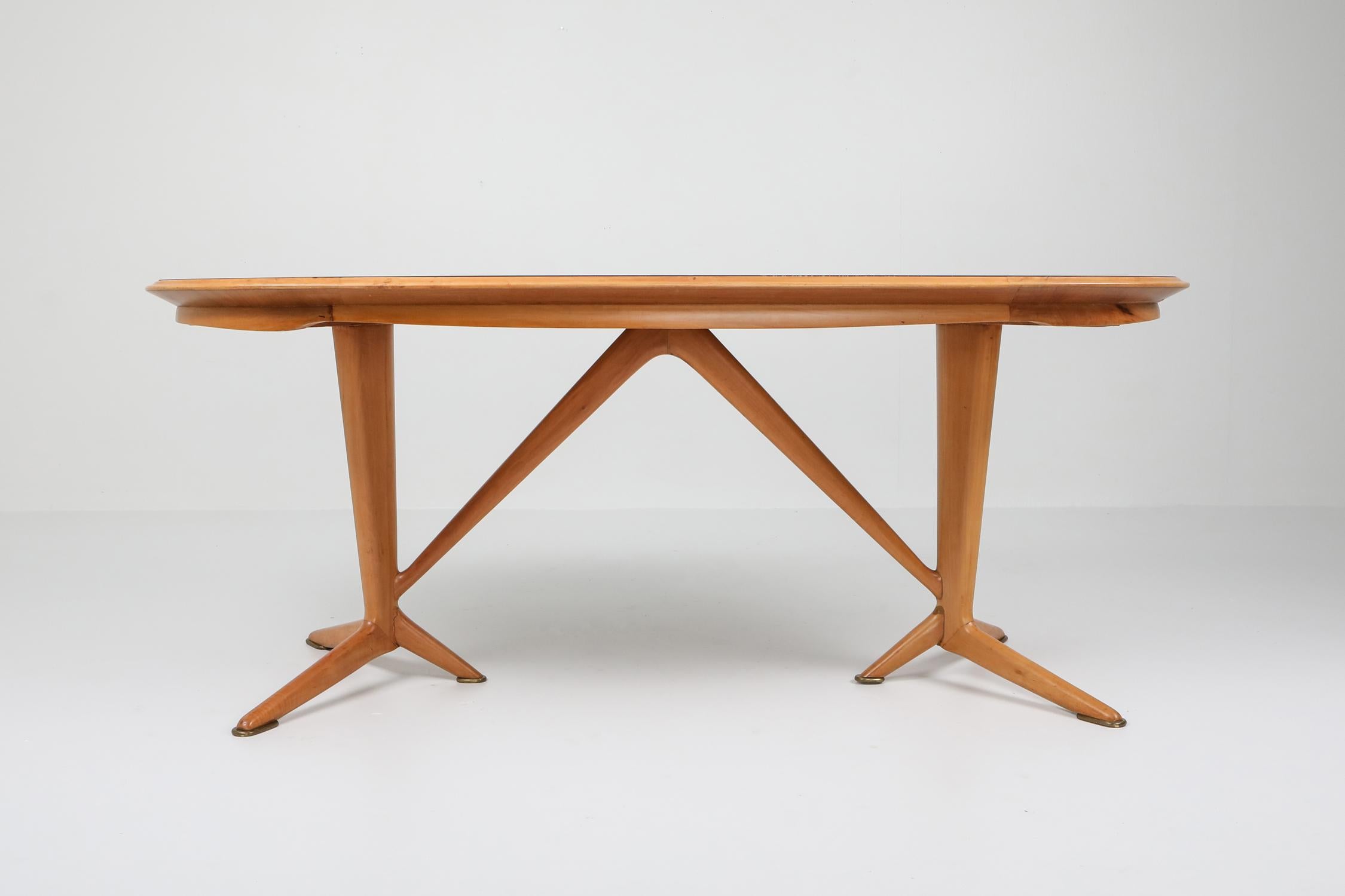 Mid-Century Modern Gio Ponti Style Oak Dining Table
