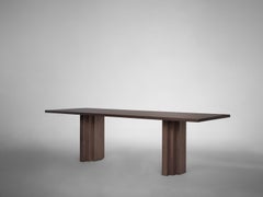 Oak Dining Table, Sculptural Design, Solid Warm Brown Oak, Brut Slim by Mokko
