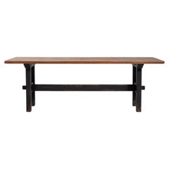 Oak Dining Table with Black Patinated Legs, French Design, Circa 1970