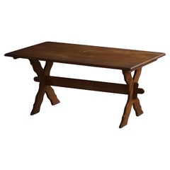 Oak Dining Table with Cross-Base by Danish Cabinetmaker, Mid-20th Century