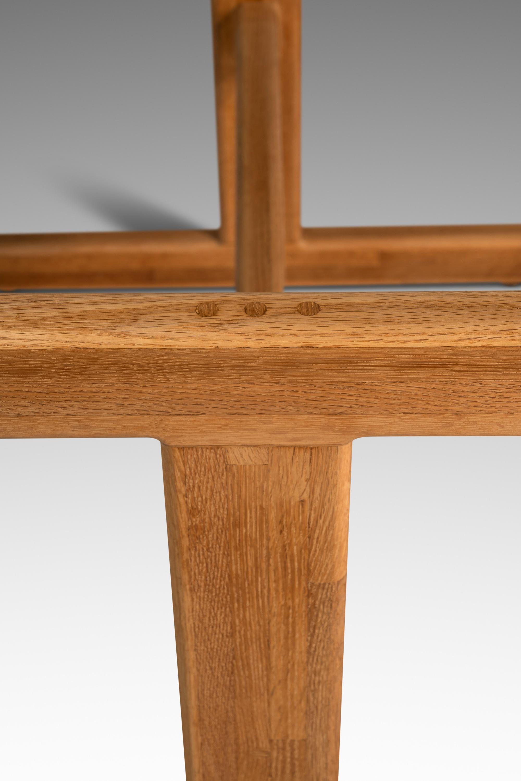 Tavolo da pranzo in Oak con piano in vetro alla maniera di Hans J. Wegner, Danimarca,  1970's in vendita 11