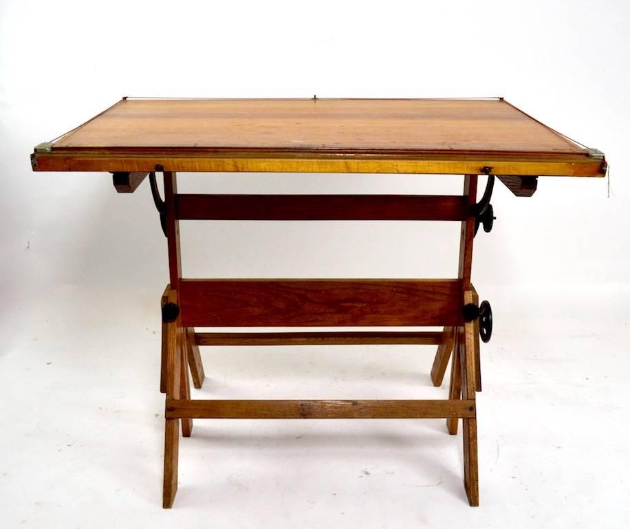 Oak Drafting Table with Adjustable Top 1