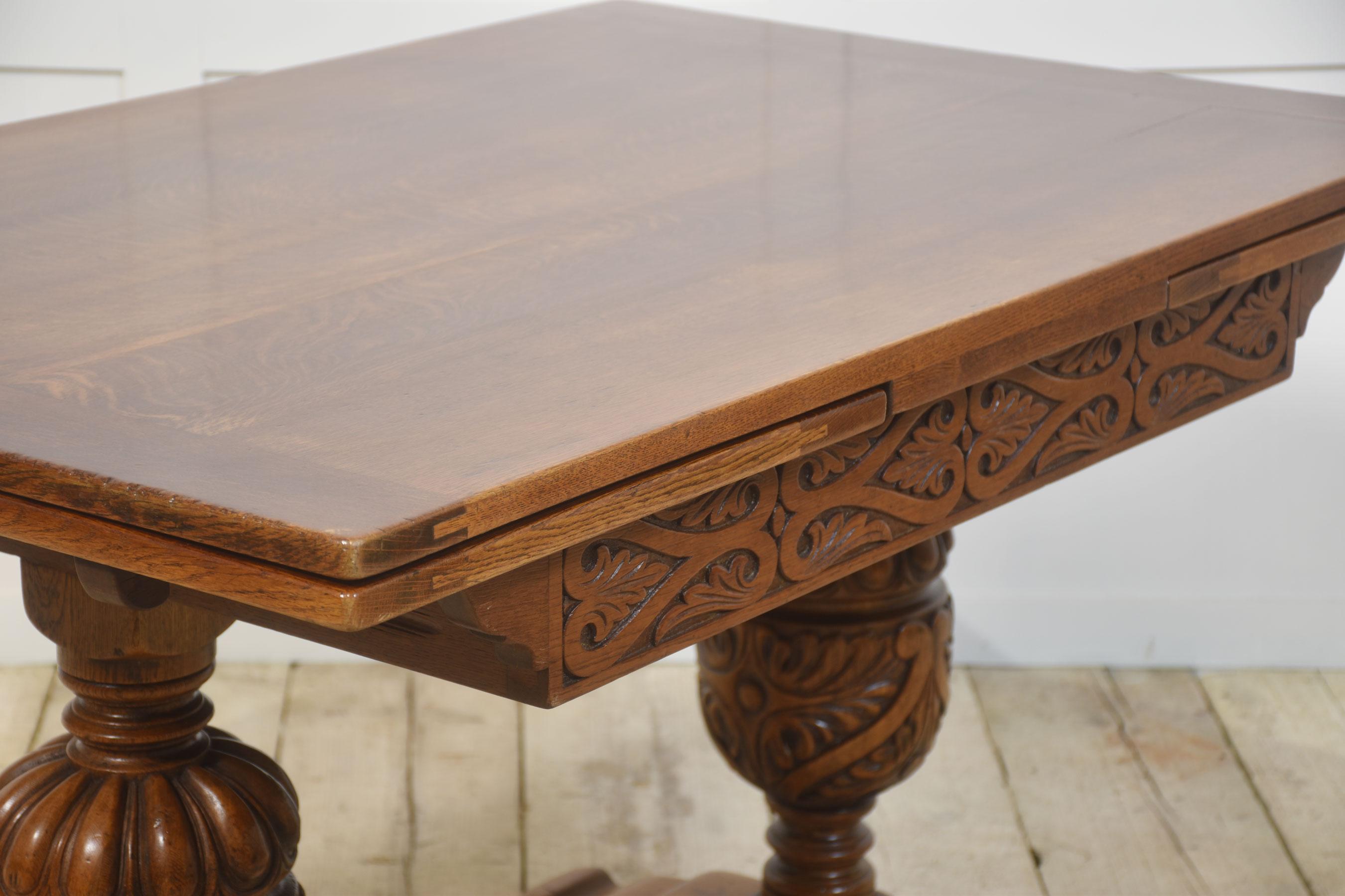 Oak draw leaf refectory table 5