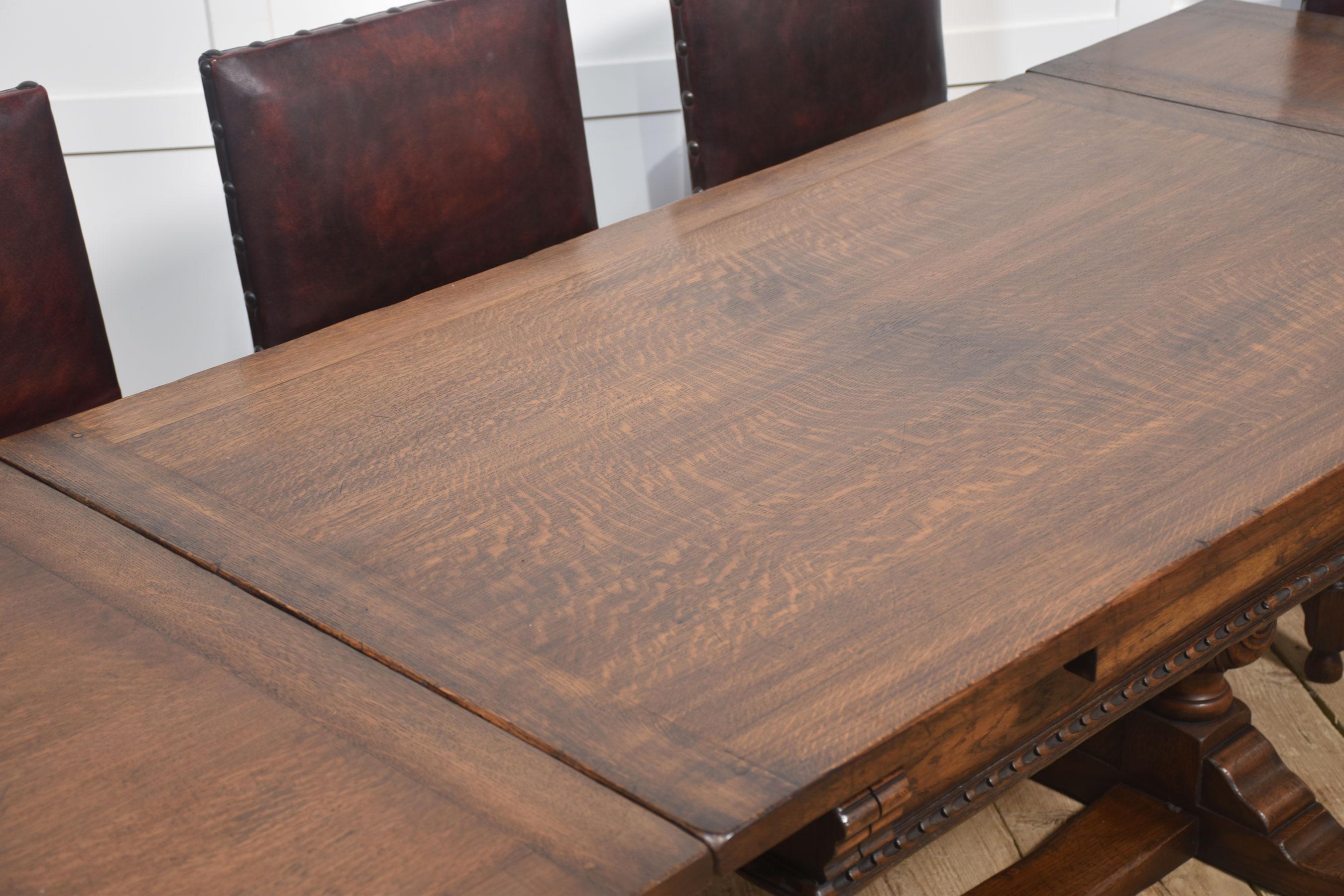 British Oak draw leaf refectory table For Sale