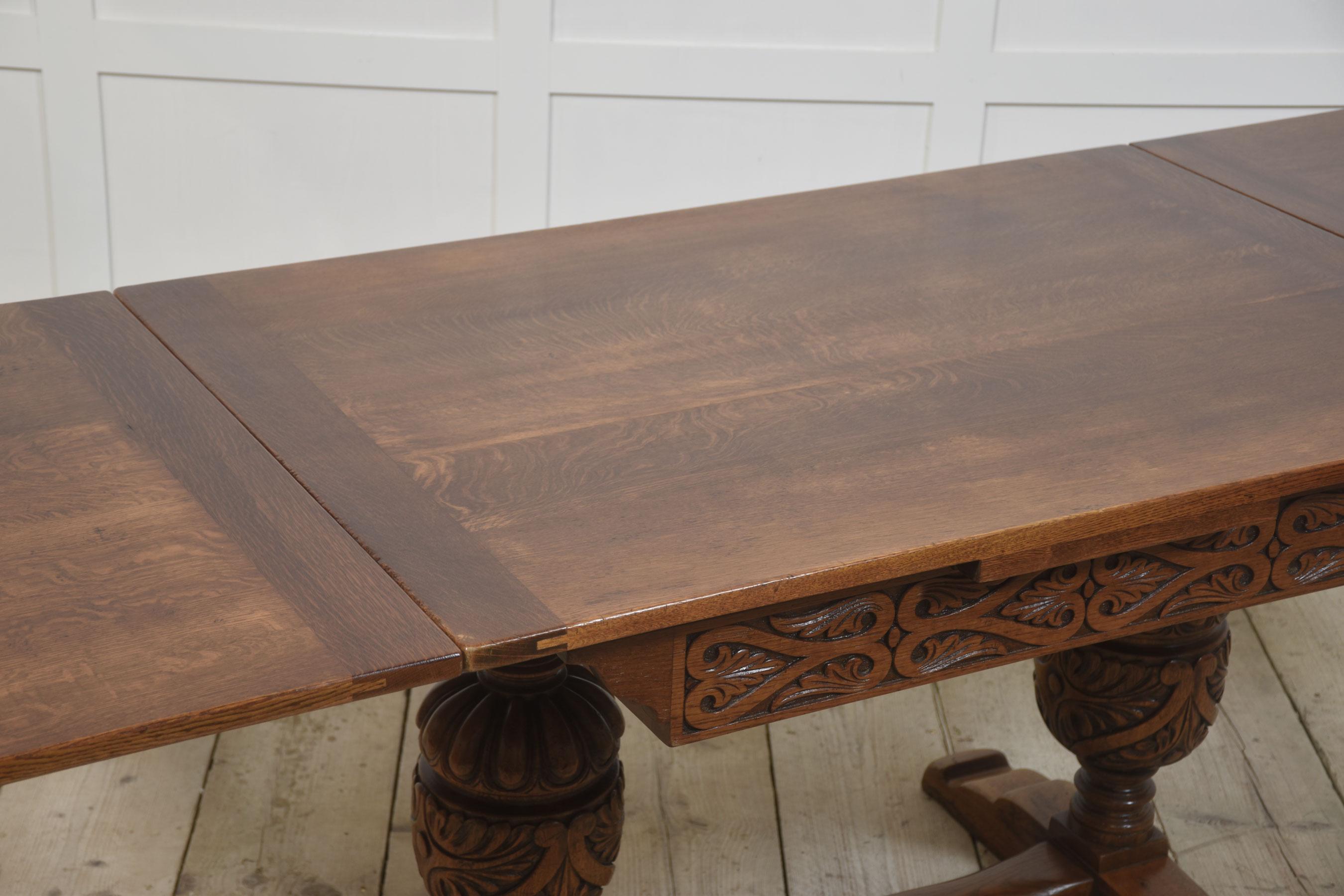 20th Century Oak draw leaf refectory table