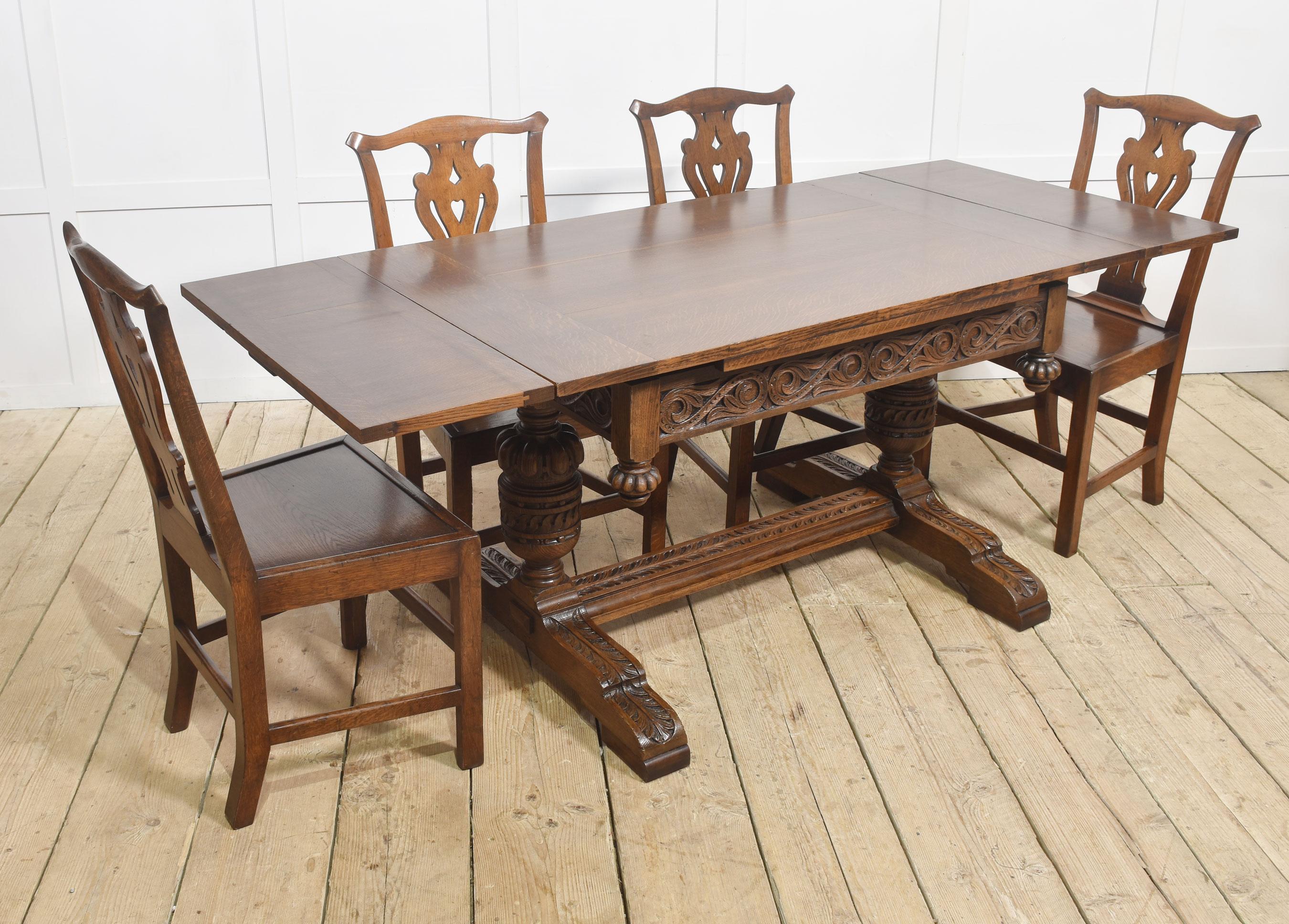 Mesa de refectorio de roble con cajones Roble en venta