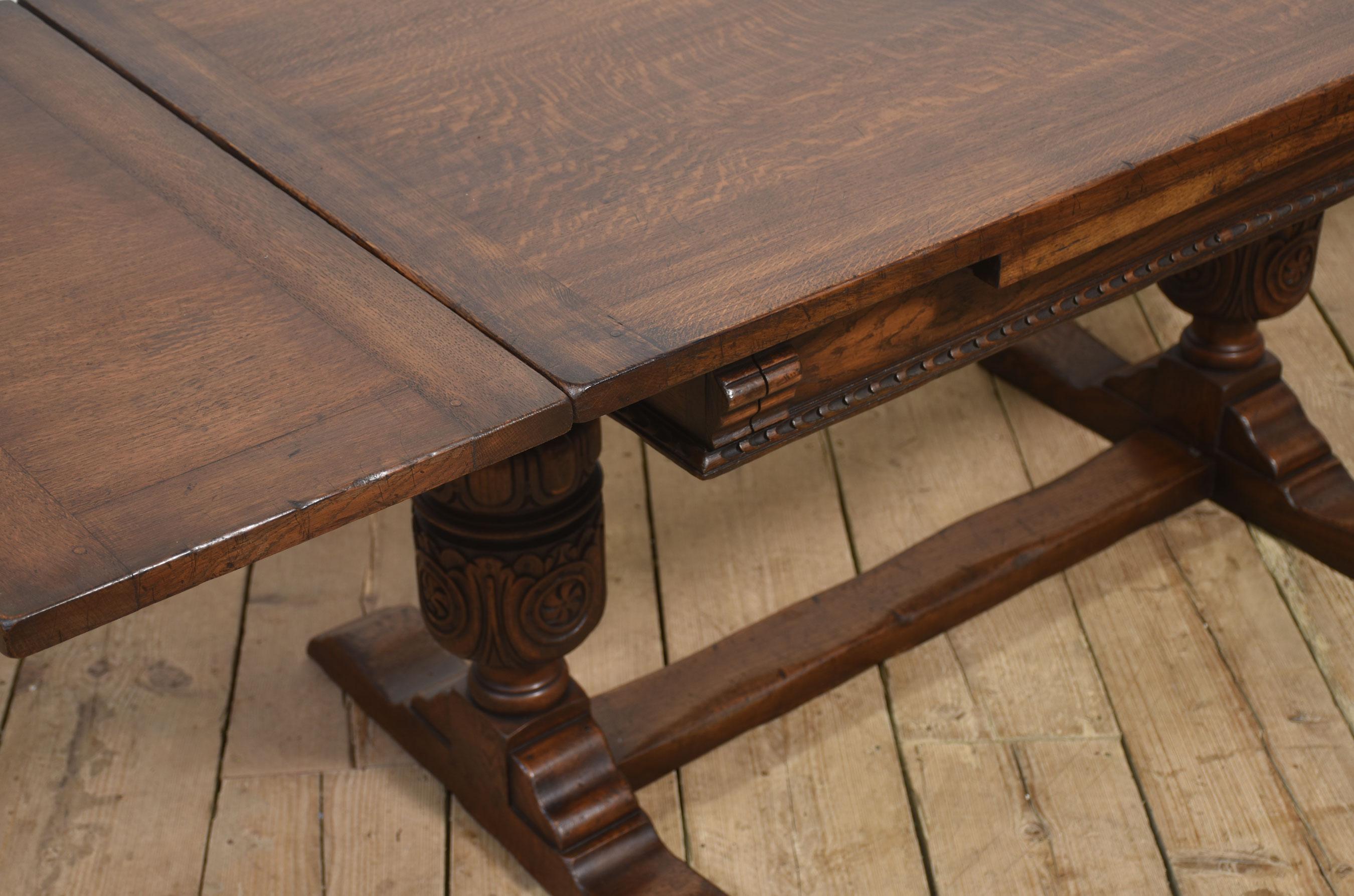 Oak draw leaf refectory table For Sale 1