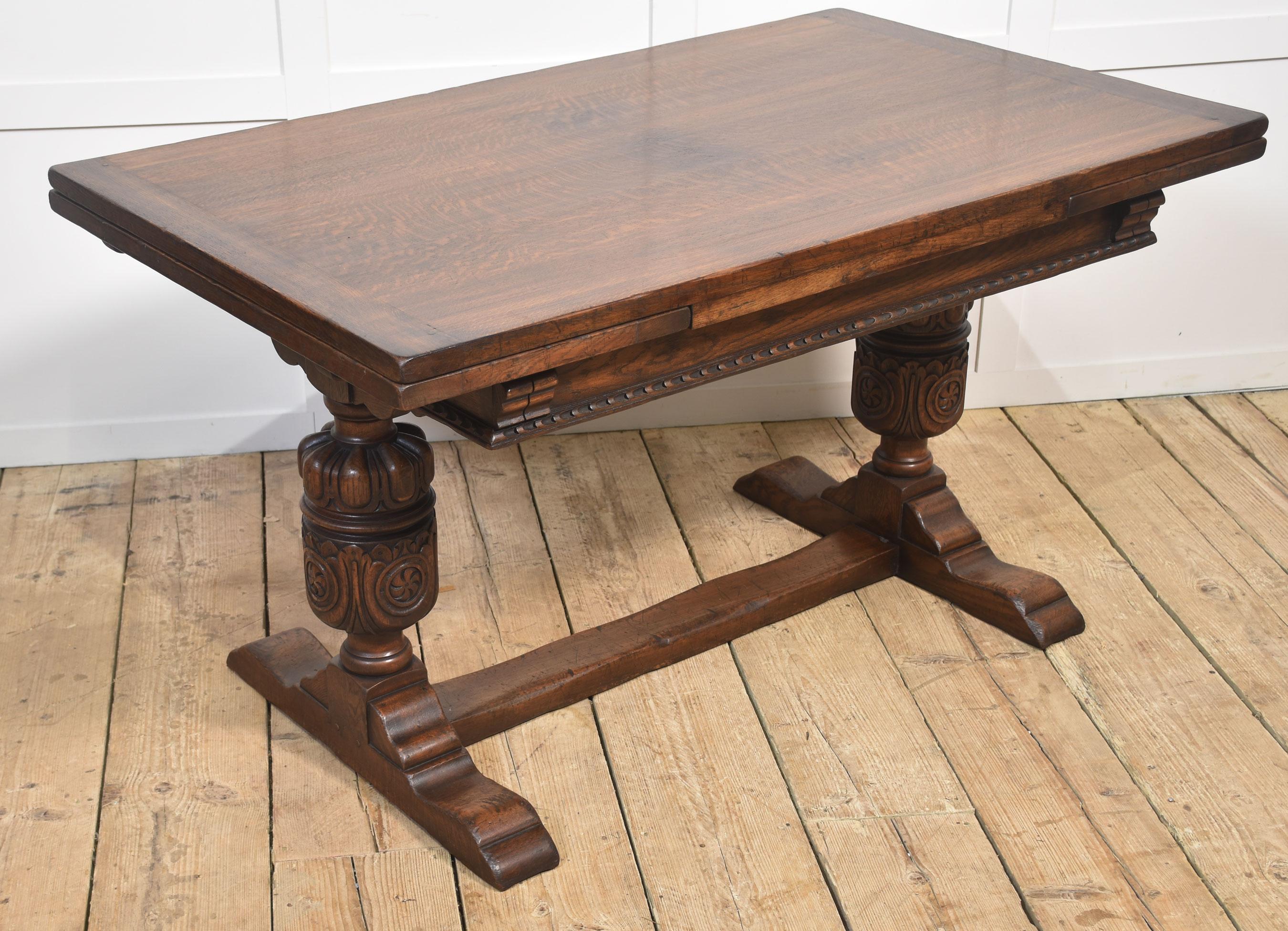 Oak draw leaf refectory table For Sale 2