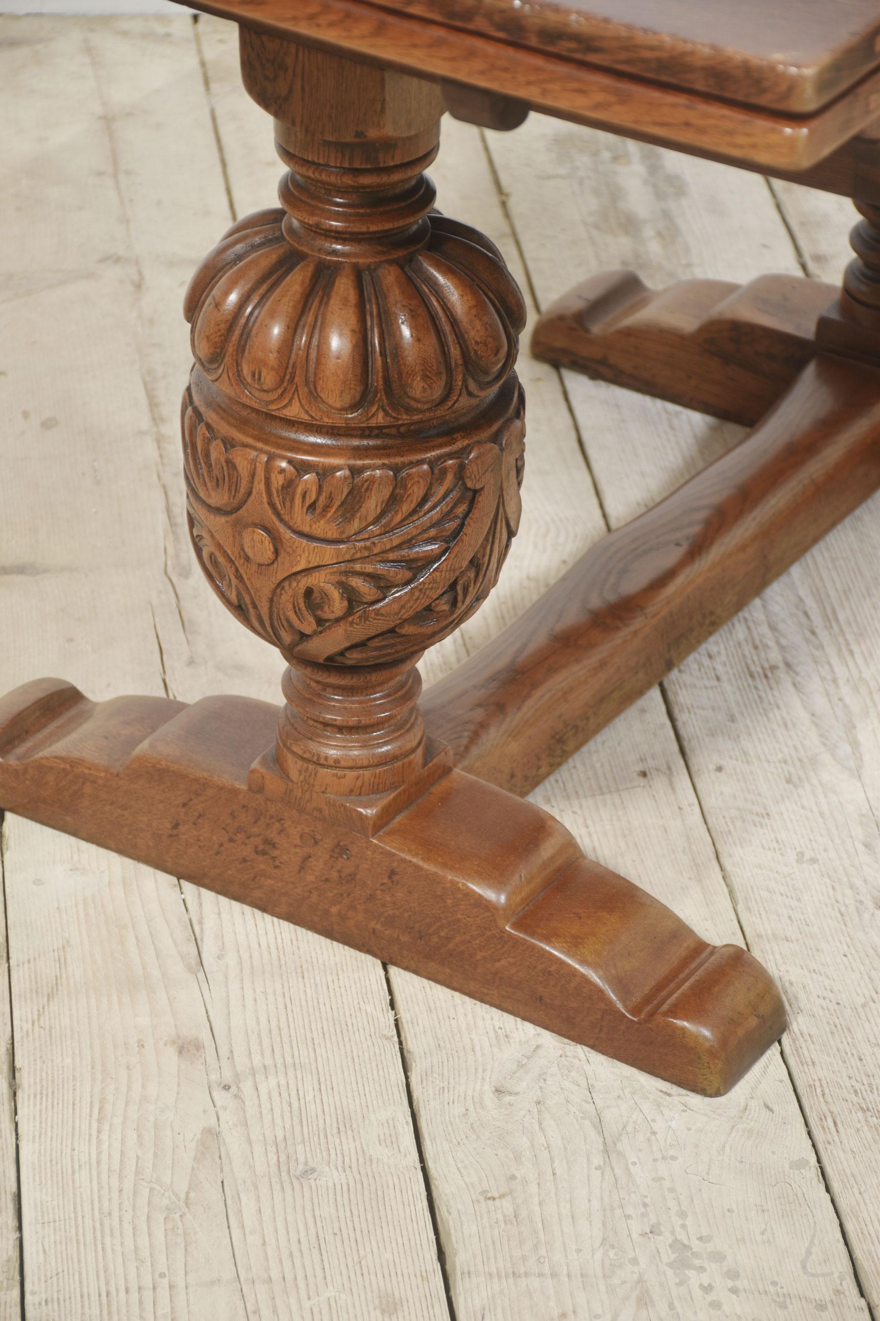 Oak draw leaf refectory table 4