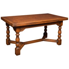 Antique Oak Draw Leaf Refectory Table