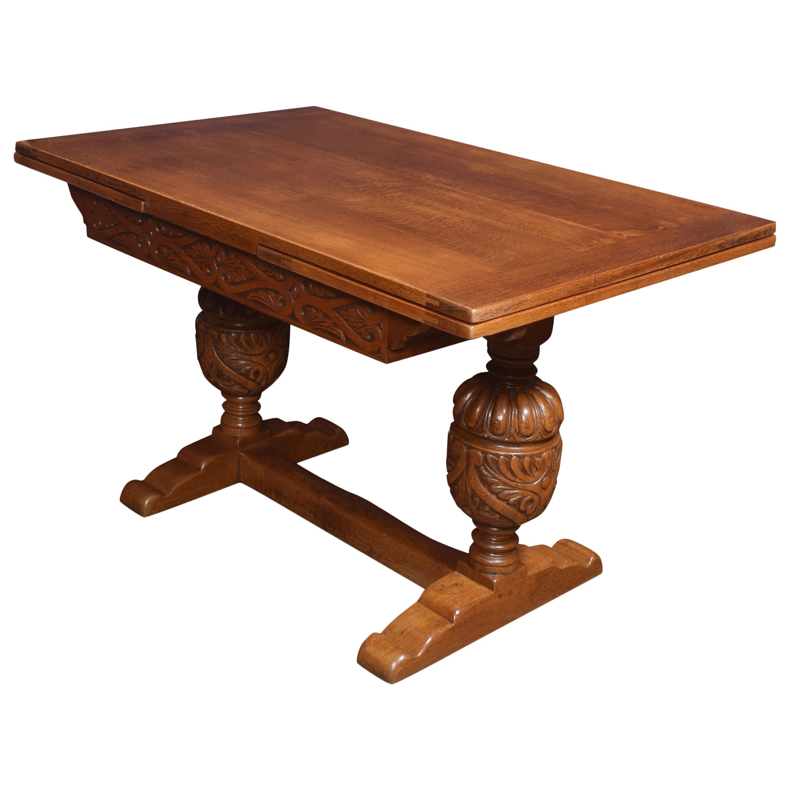 Oak Draw Leaf Refectory Table For Sale