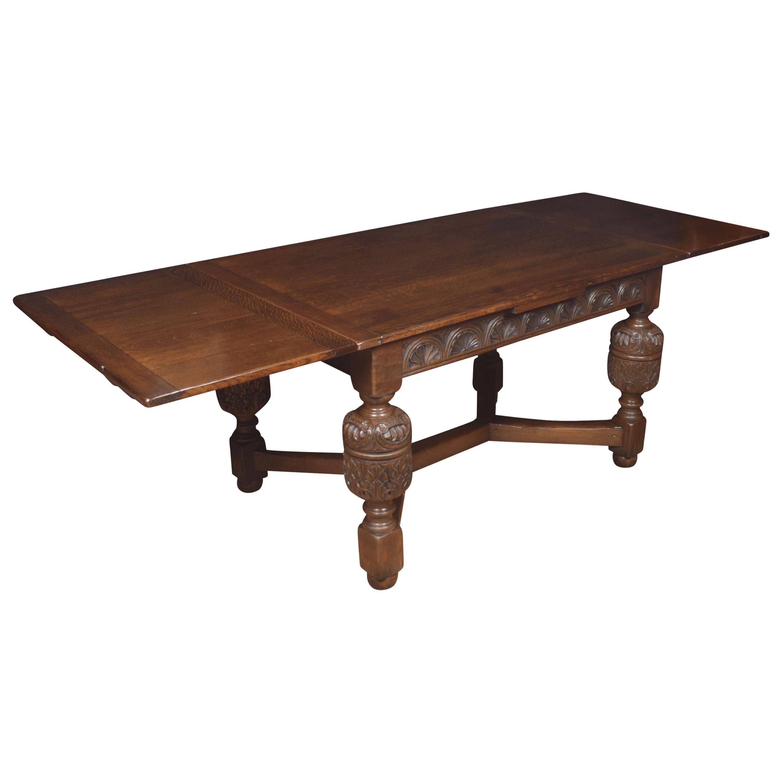 Oak Draw-Leaf Refectory Table For Sale