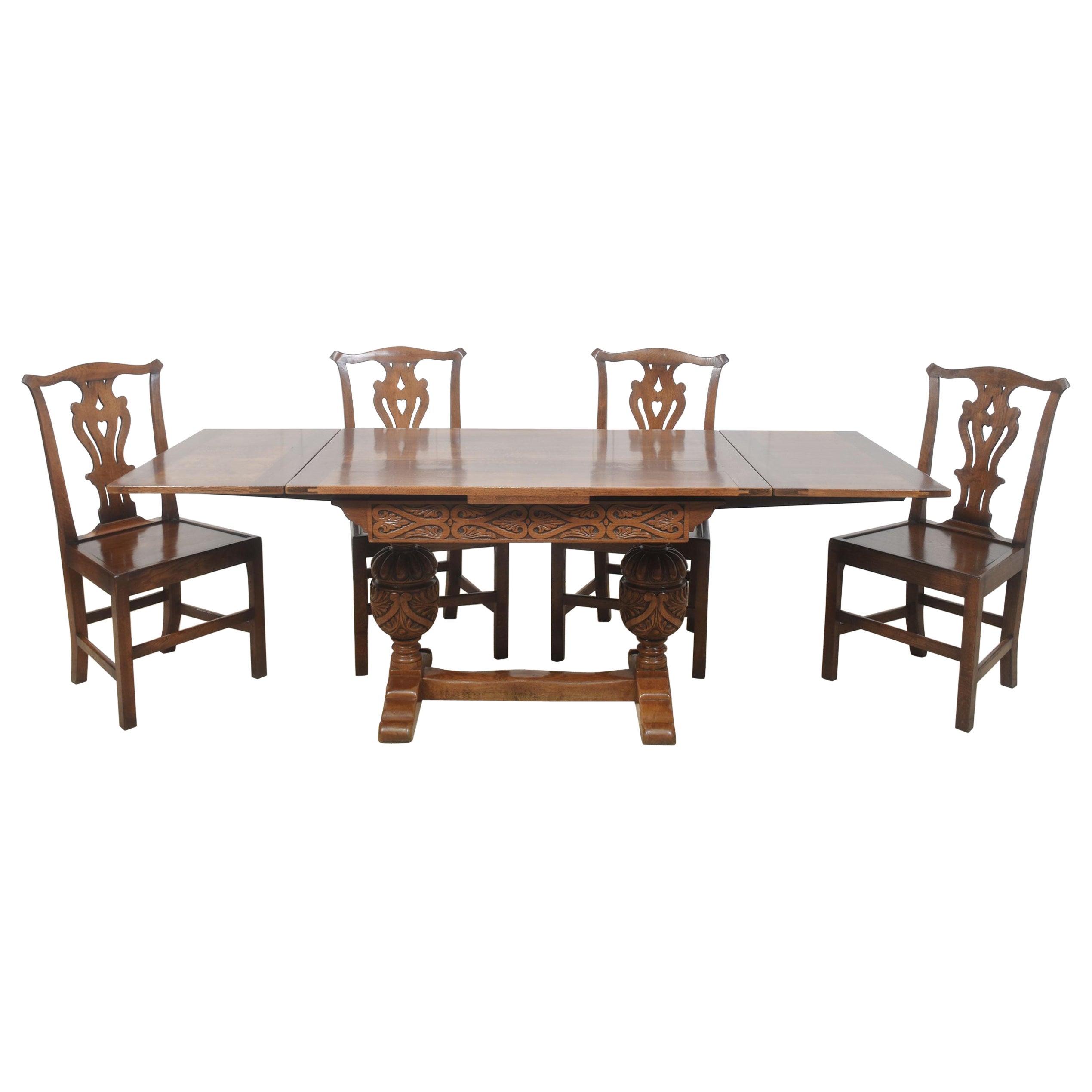 Oak draw leaf refectory table