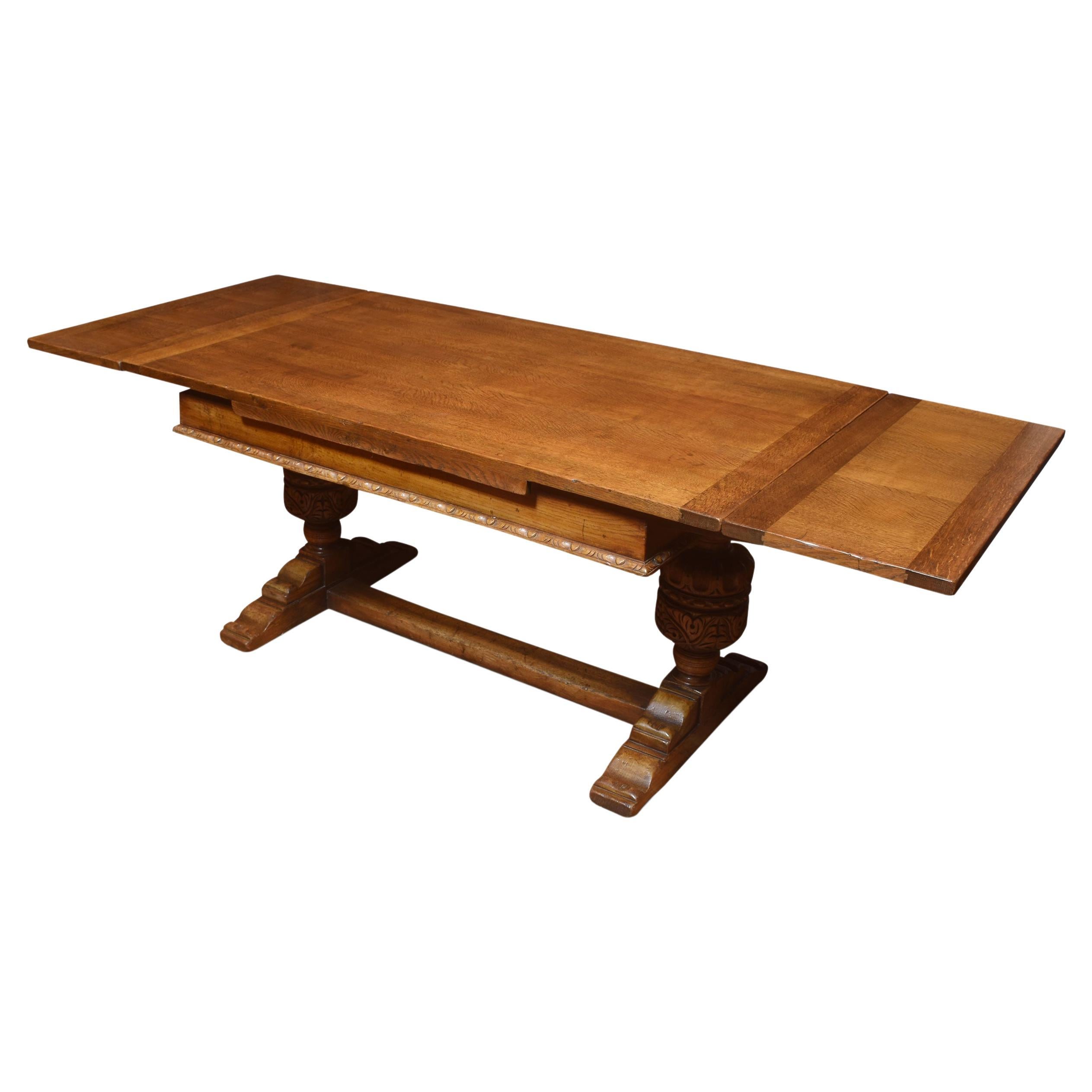 Oak Draw Leaf Refectory Table For Sale