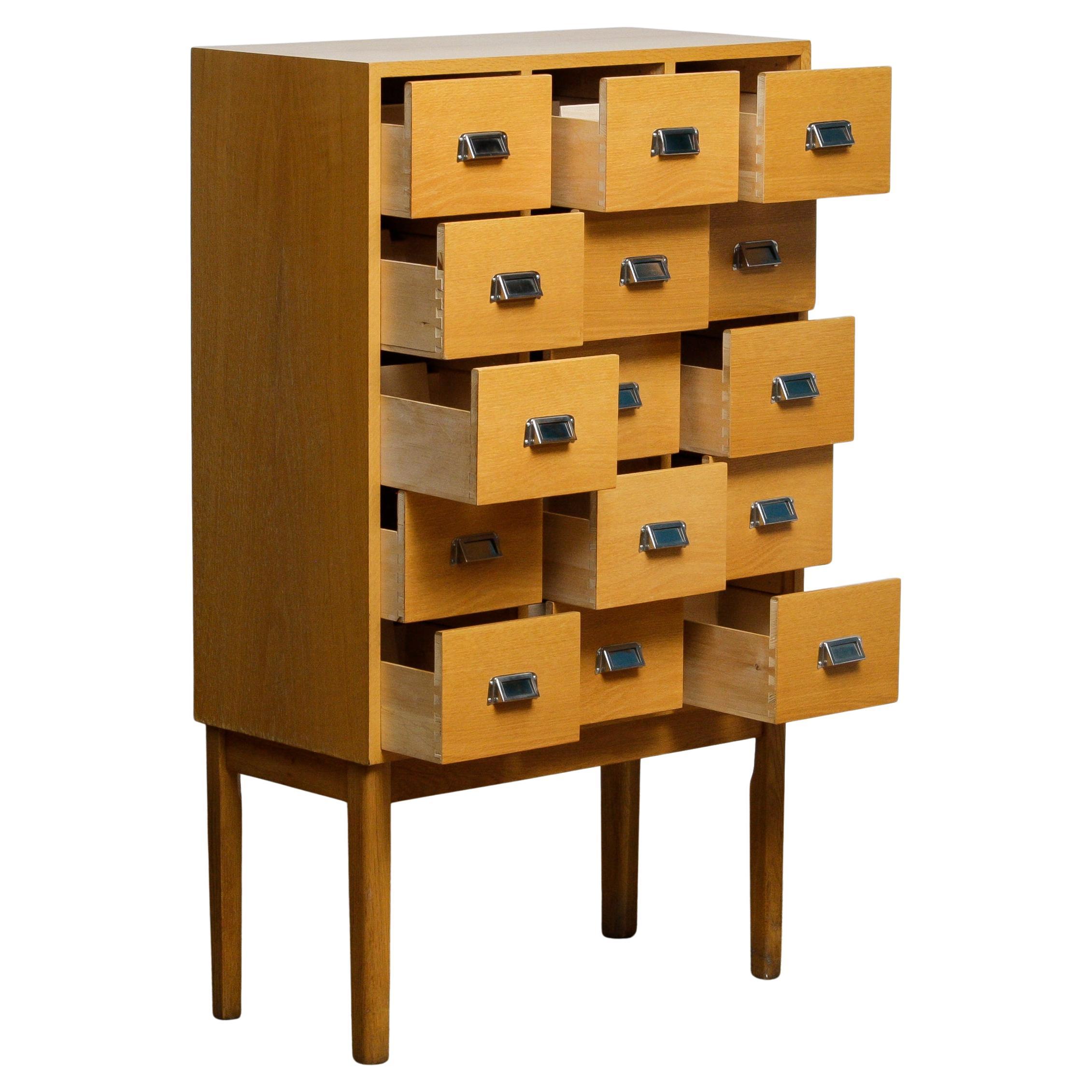 Archiv-Schubladenschrank aus Eiche von Lövgrens Traryd, Schweden 1970er Jahre