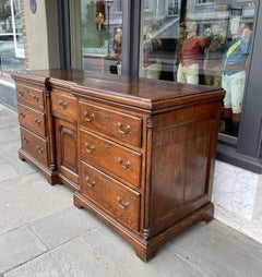 Oak Dresser Base with Drawers and Center Cabinet 18th Century