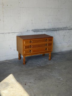 Oak Dresser with 3 Drawers and Black Handles Danish Mid-Century Modern 1960s