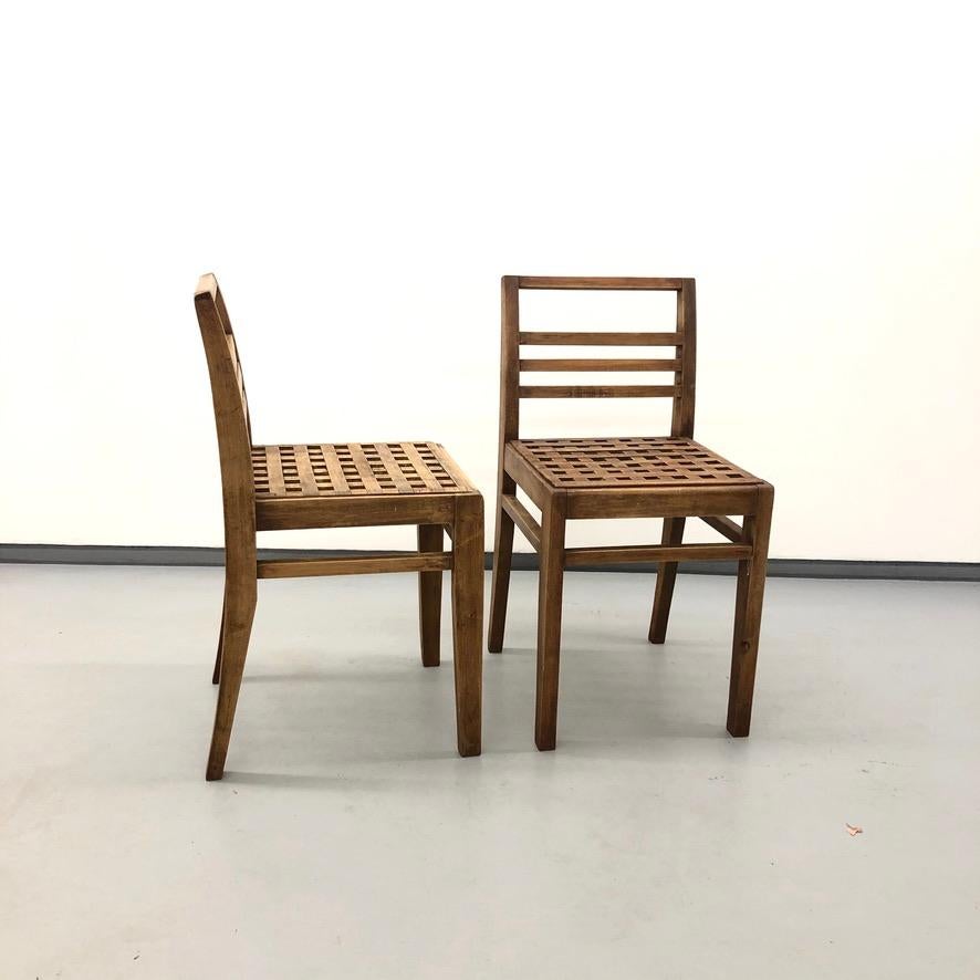 Européen Chaise en caillebotis en Oak modèle 103 par René Gabriel, 1941 en vente